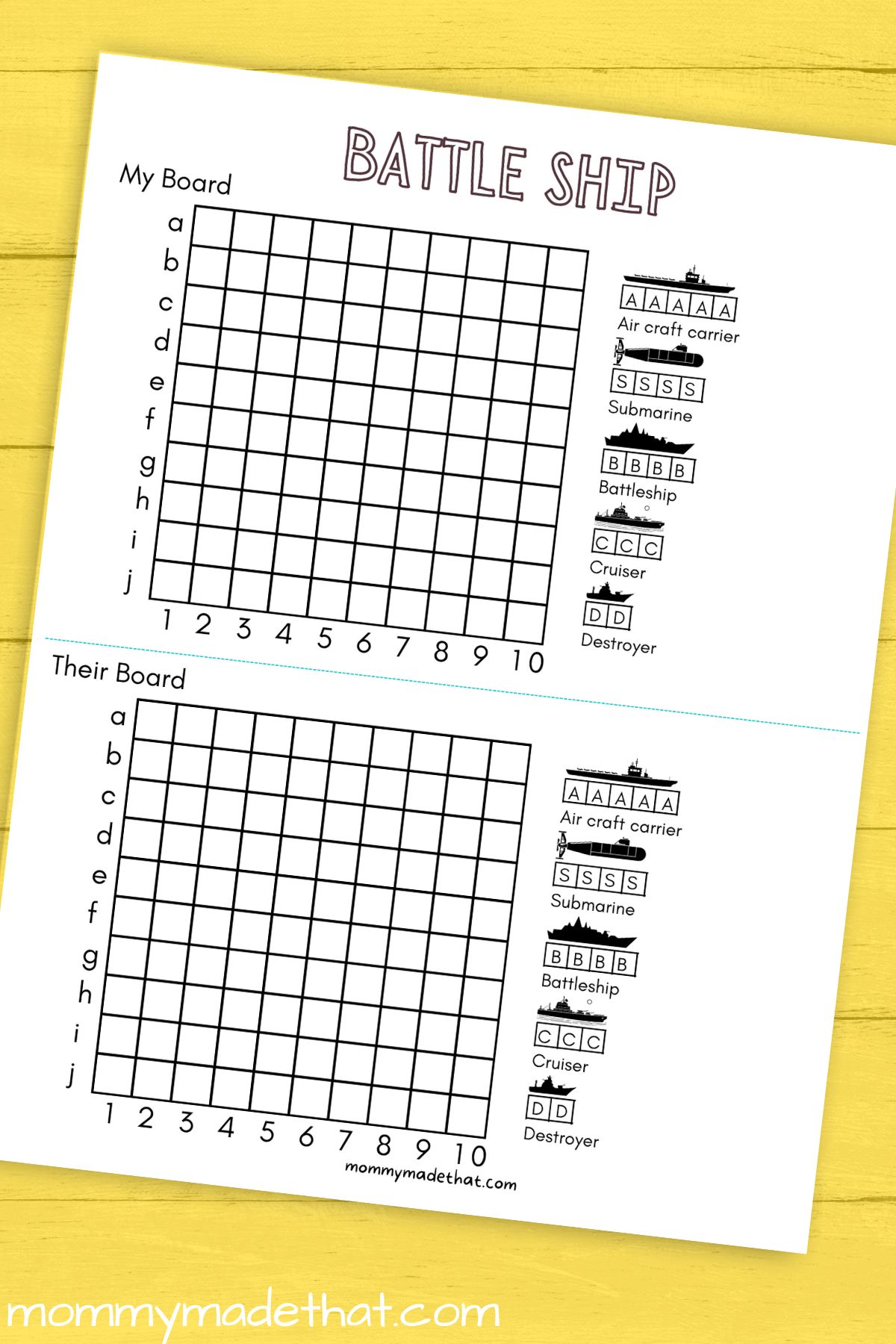 Onkel eller Mister ristet brød Ekspedient Printable Battleship Game (Free Printable Game Boards)