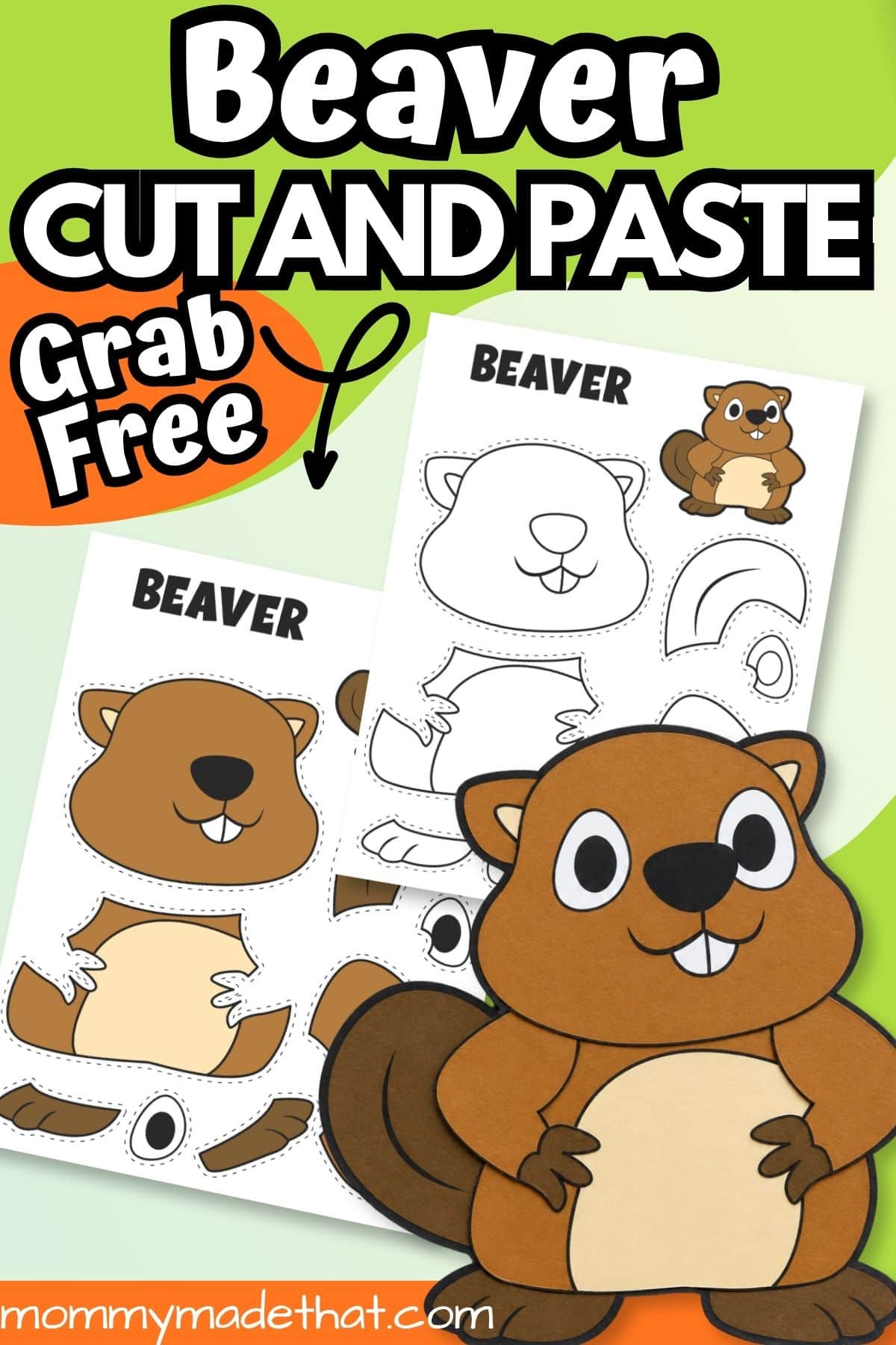 Free beaver cut and paste craft with both template versions