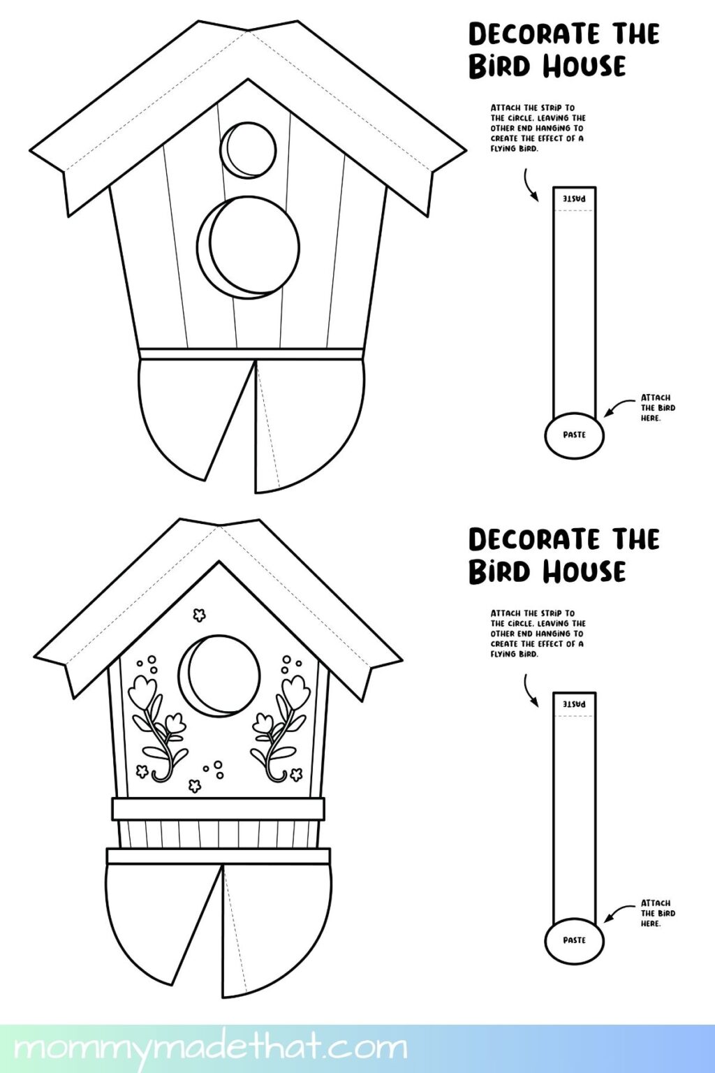 3D Bird House Craft (Free Printable Template)