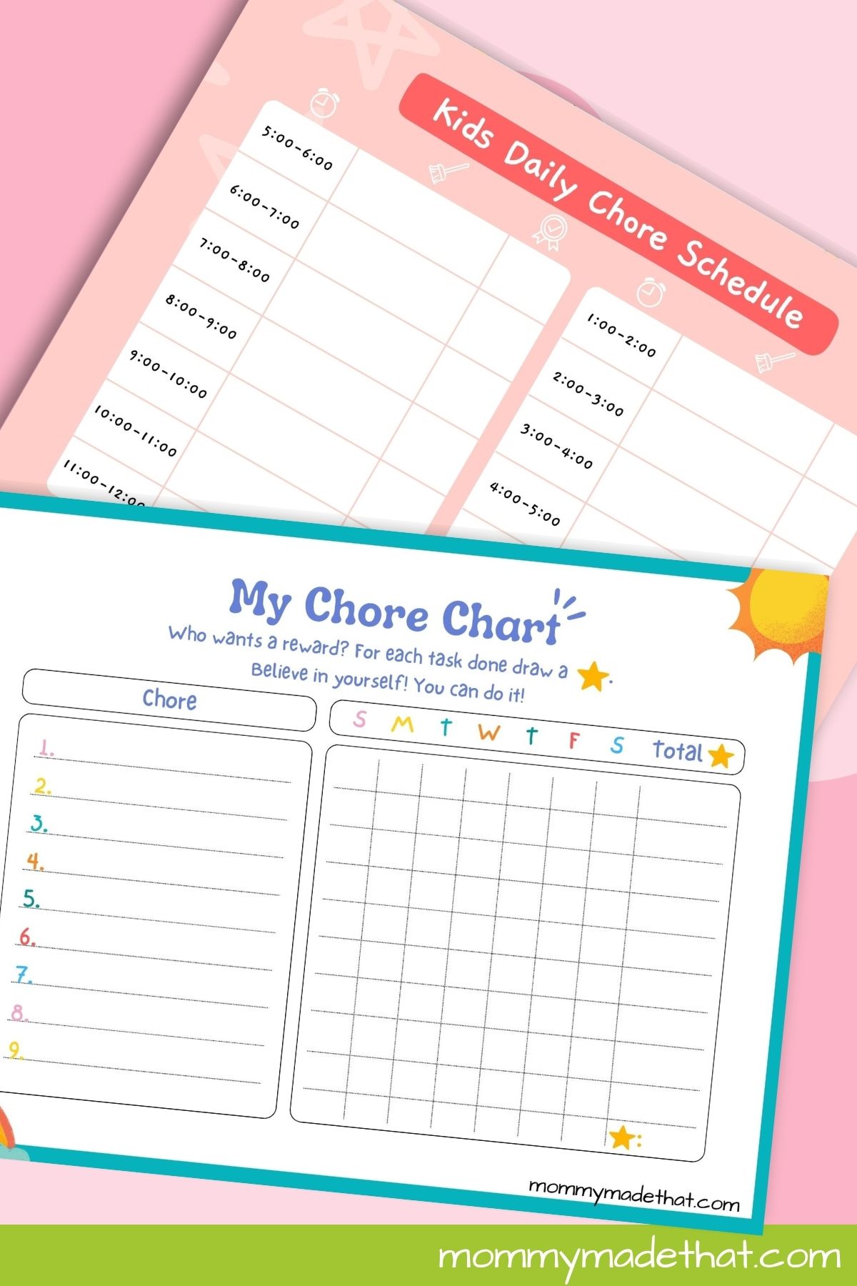 daily and weekly chore charts