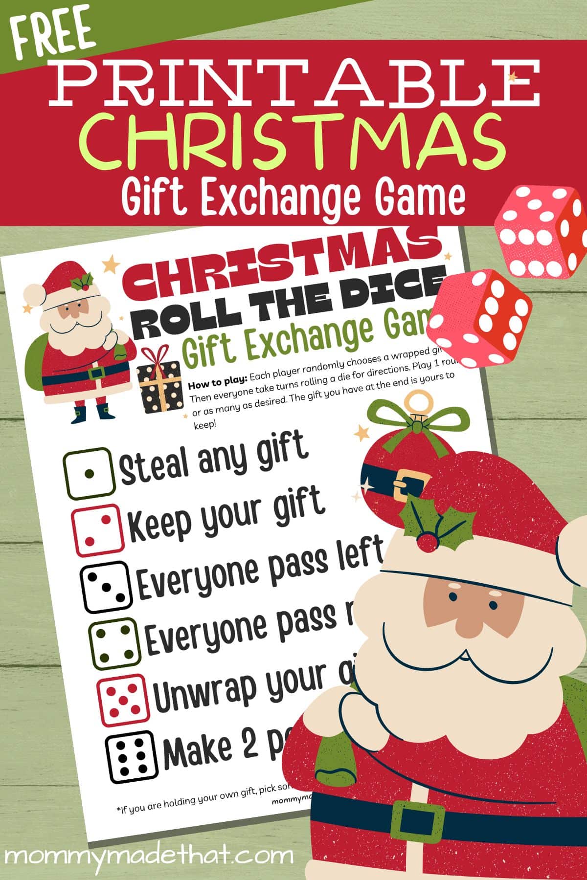 The Christmas Dice Game - A Fun Gift Exchange Printable Game!