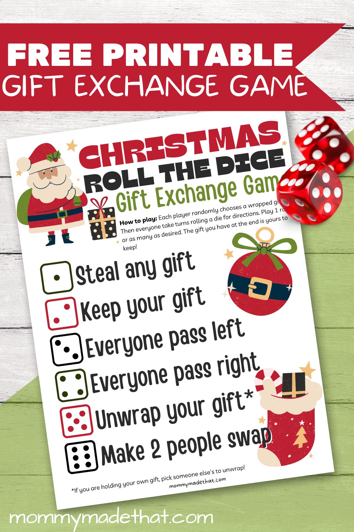 Christmas Gift Exchange Dice Game Instant Download Christmas 