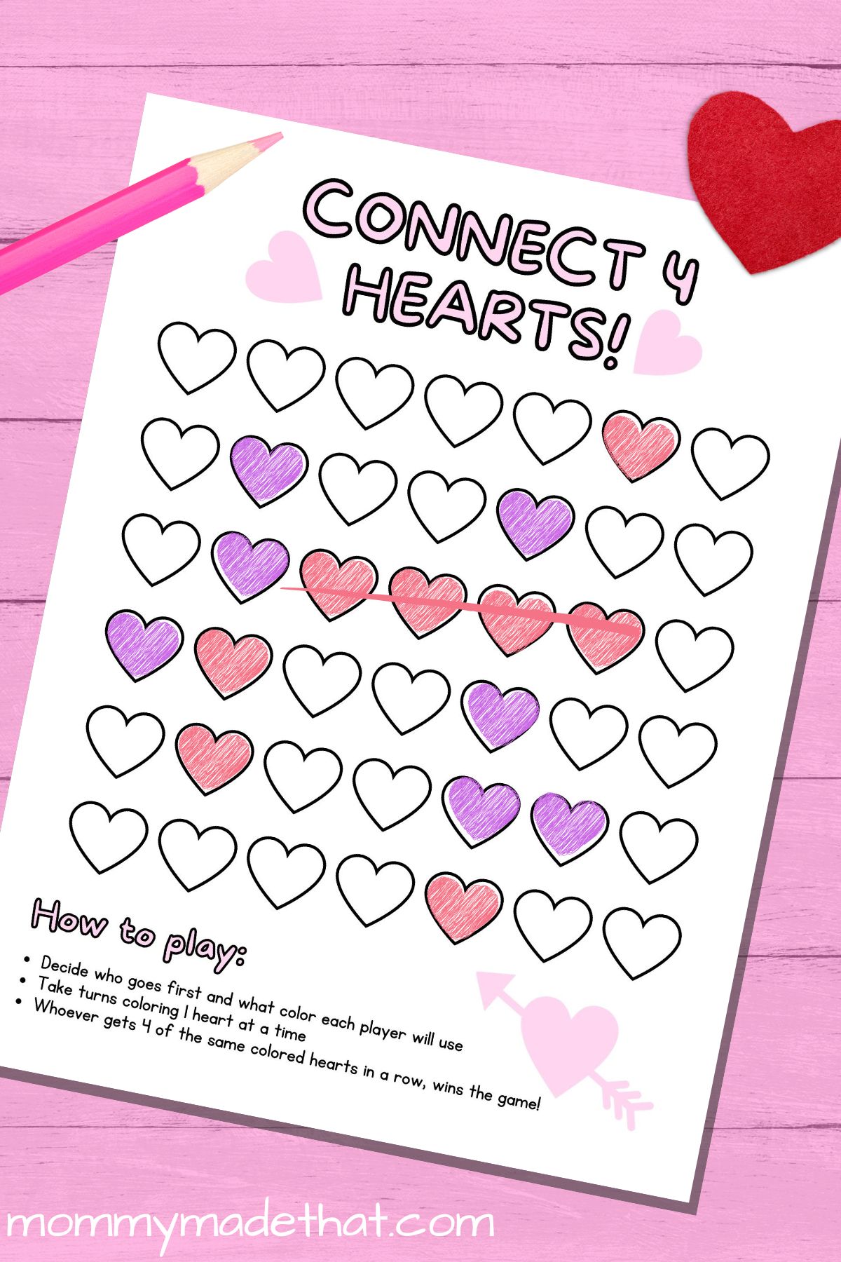 printable connect 4 valentines day game