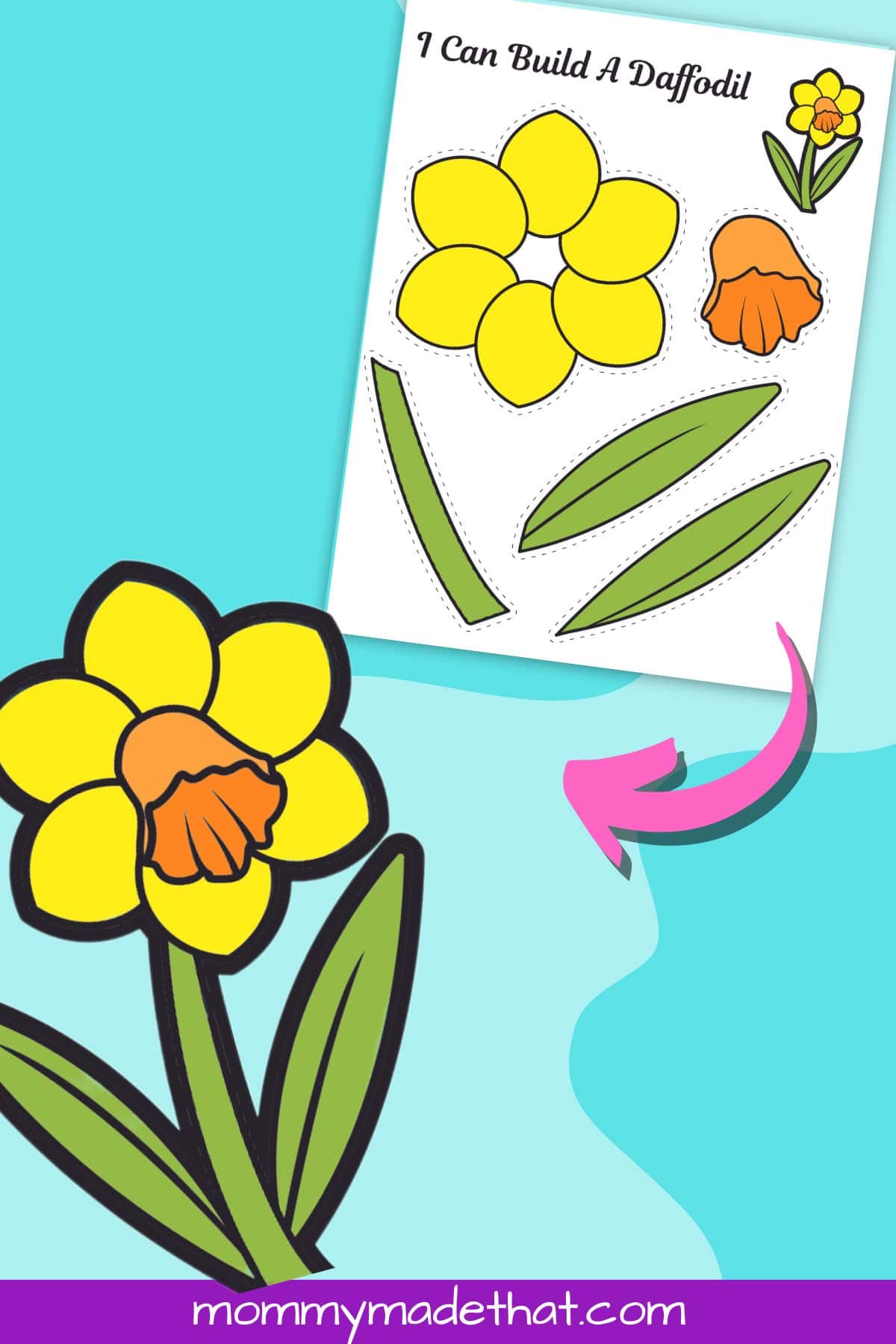 cute and paste daffodil flower craft template