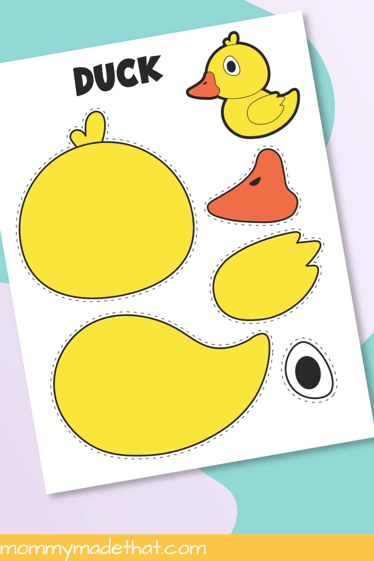 Precolored duck cut and paste craft template