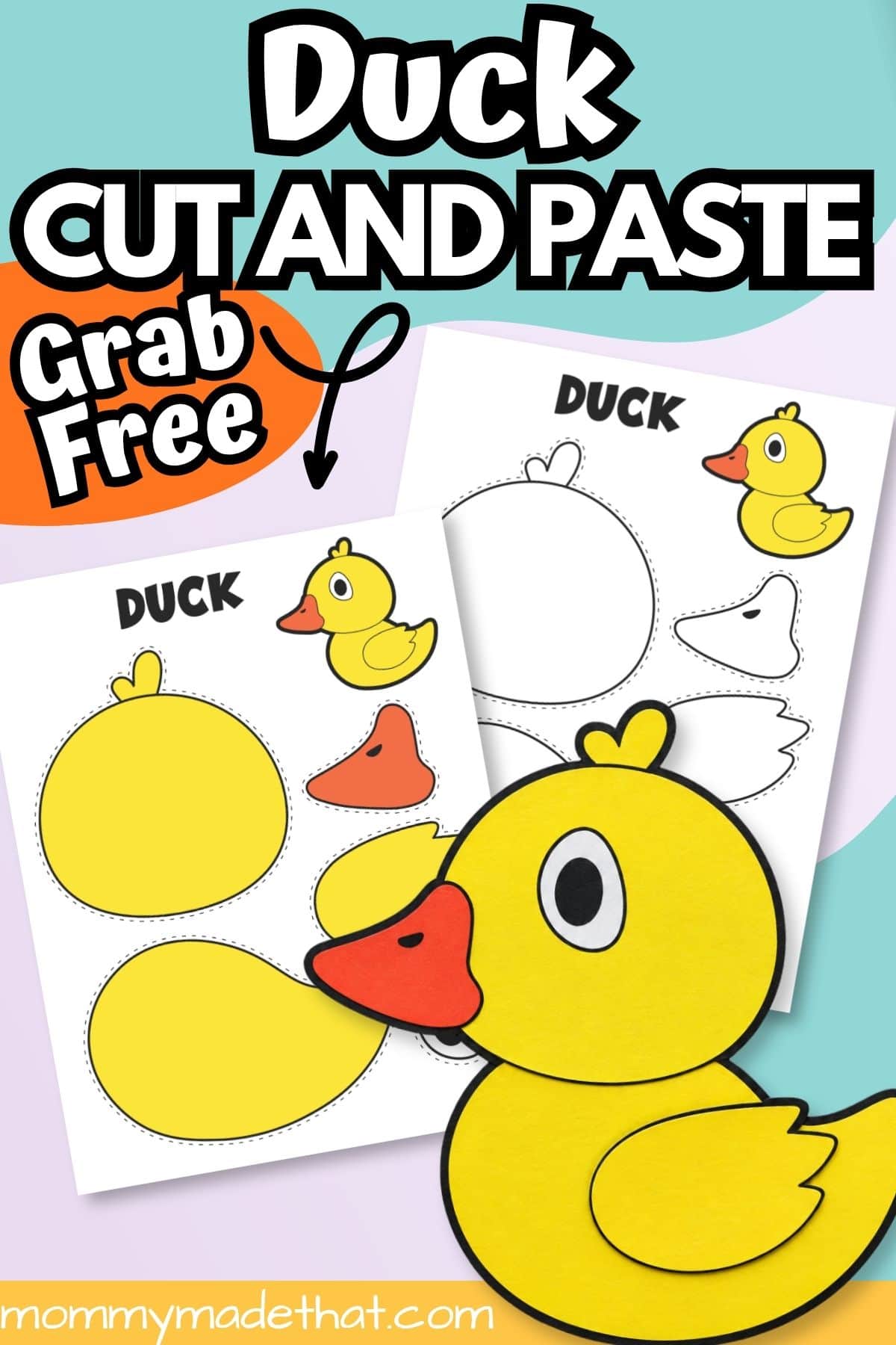 Free duck cut and paste craft with both template versions