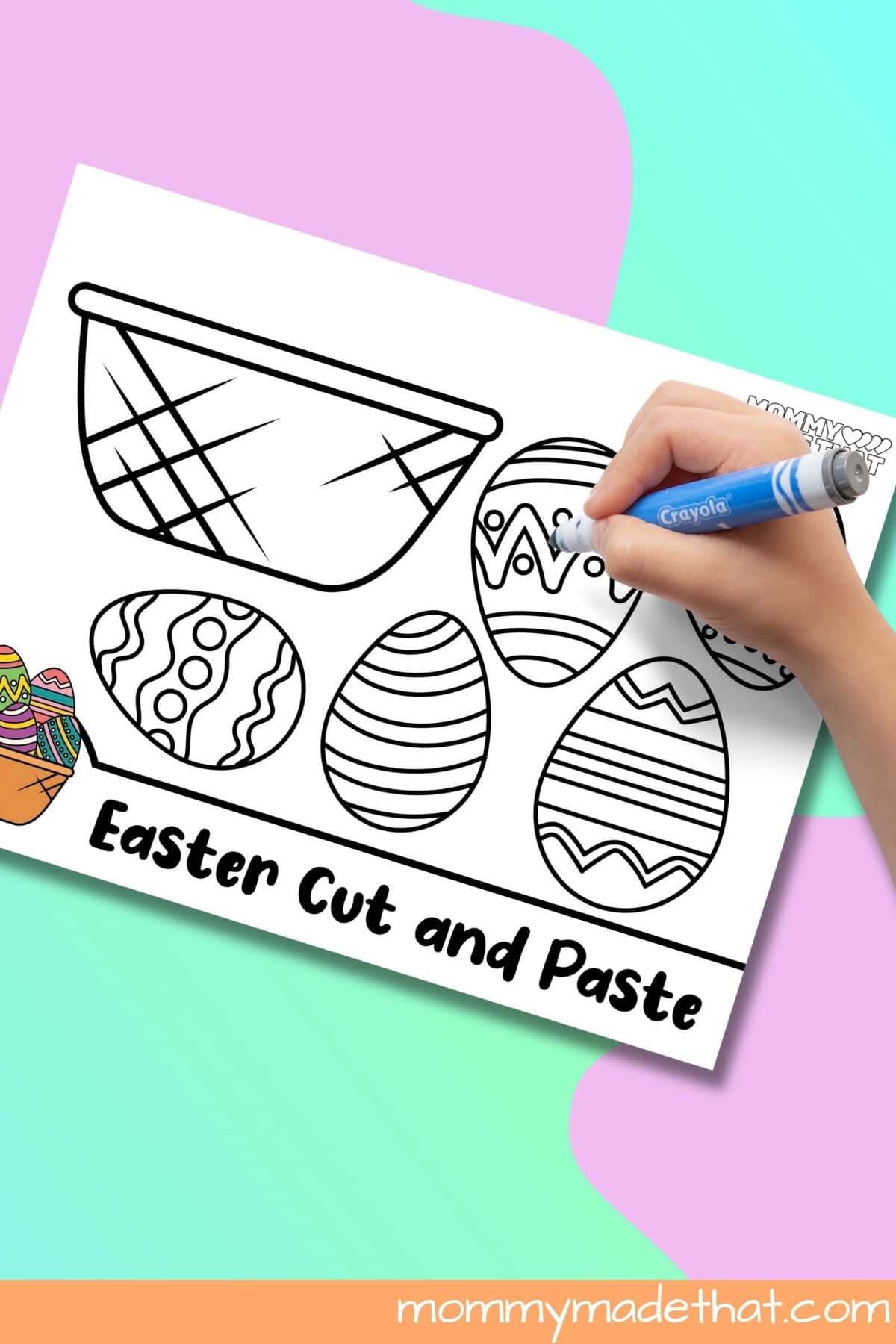 Coloring in the easter craft printable.