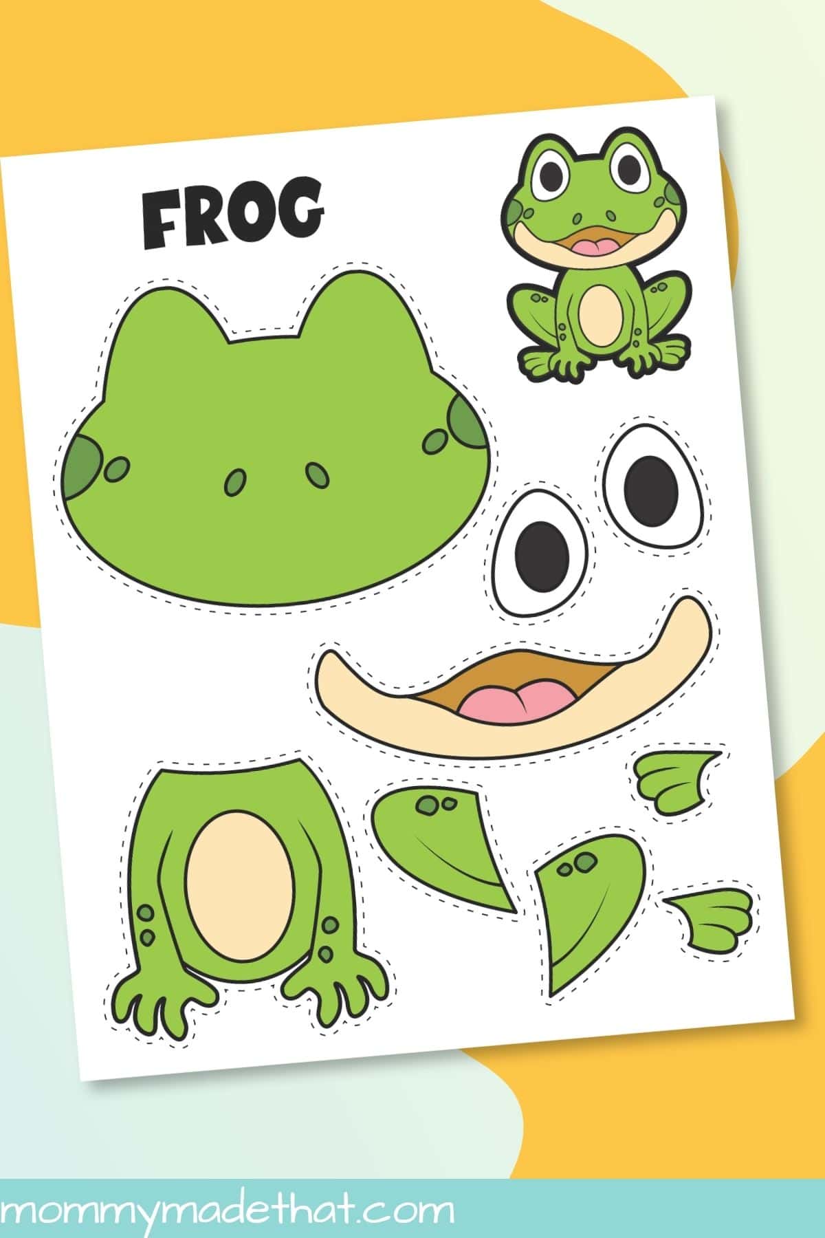 Precolored frog cut and paste craft template