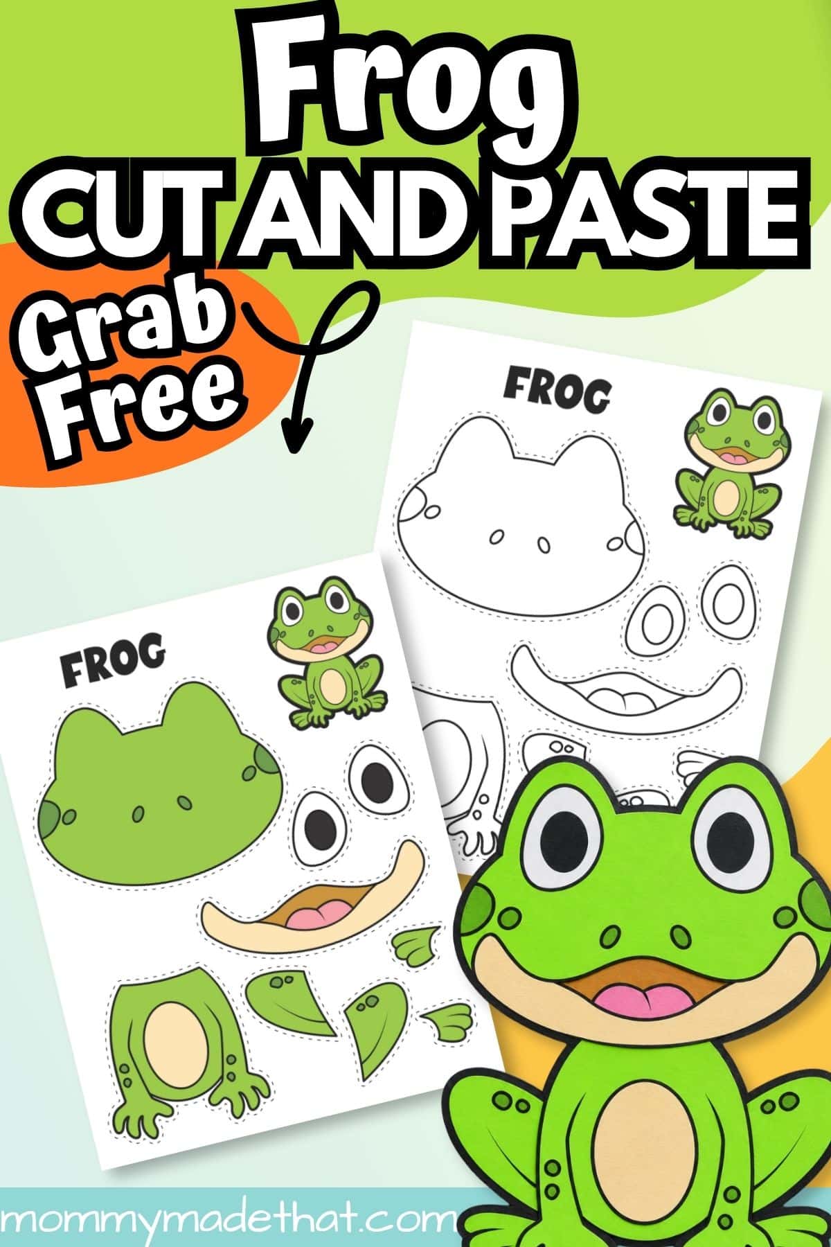 Free frog cut and paste craft with both template versions