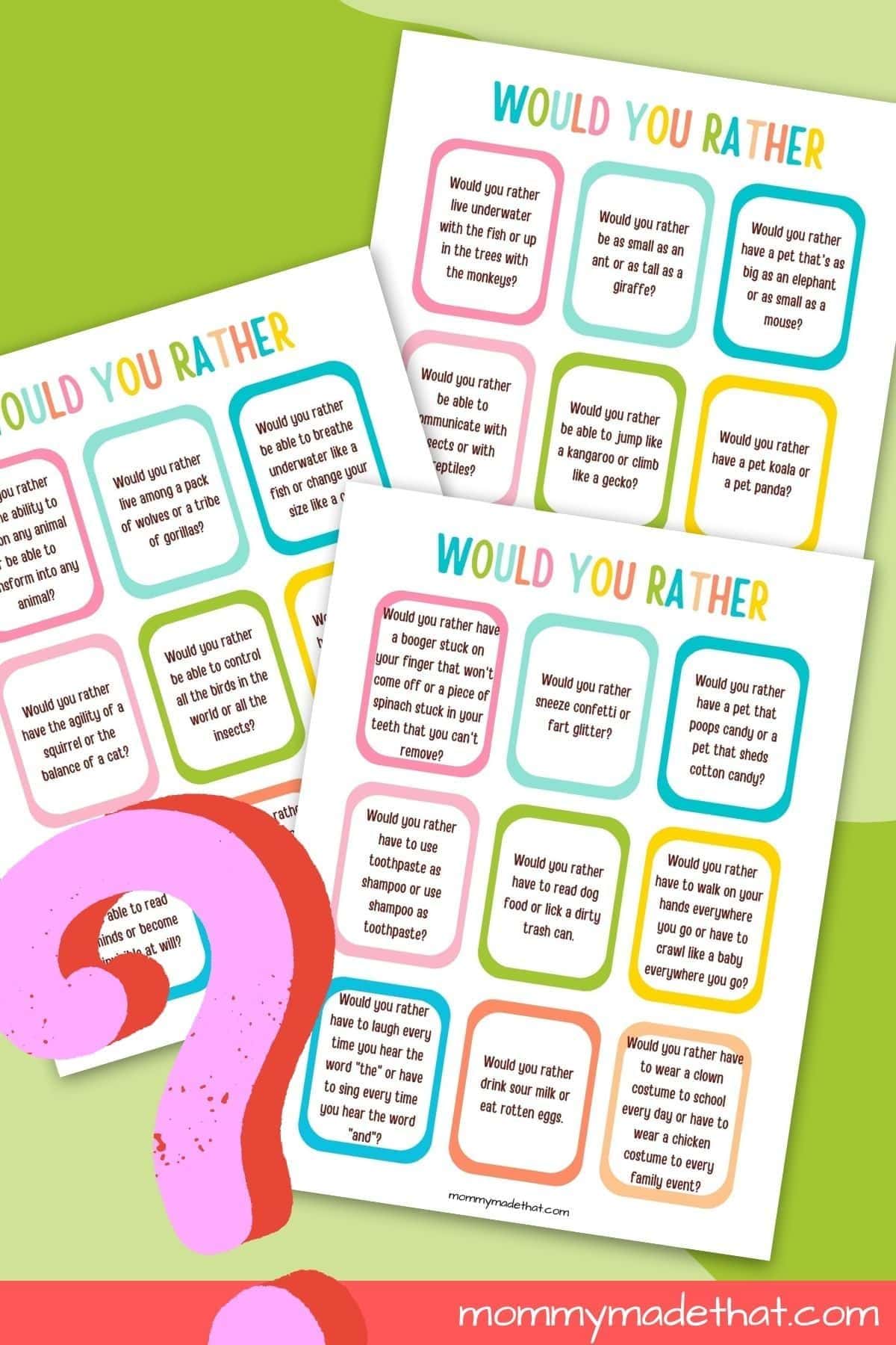 printable would you rather game