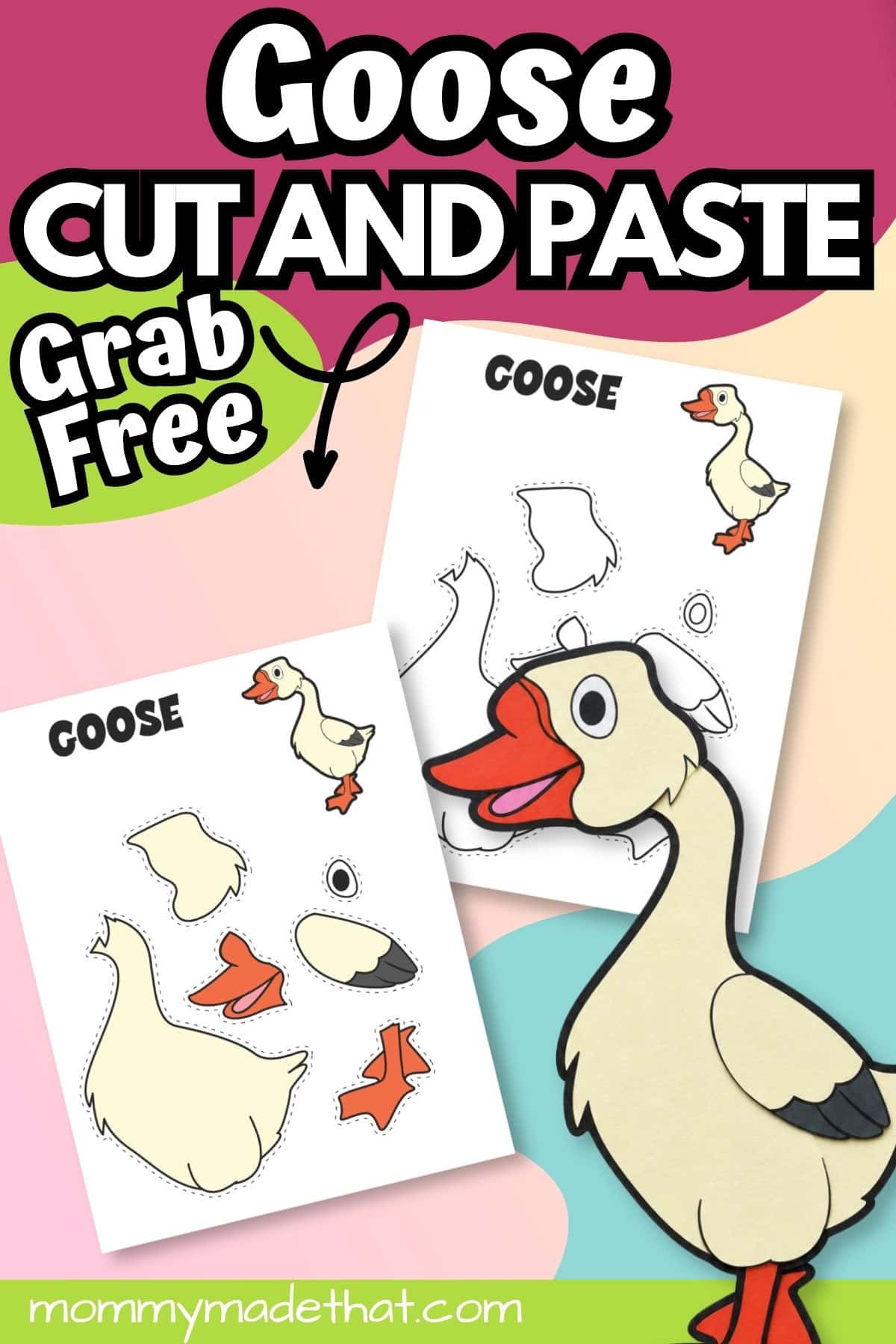 Free goose cut and paste craft with both template versions
