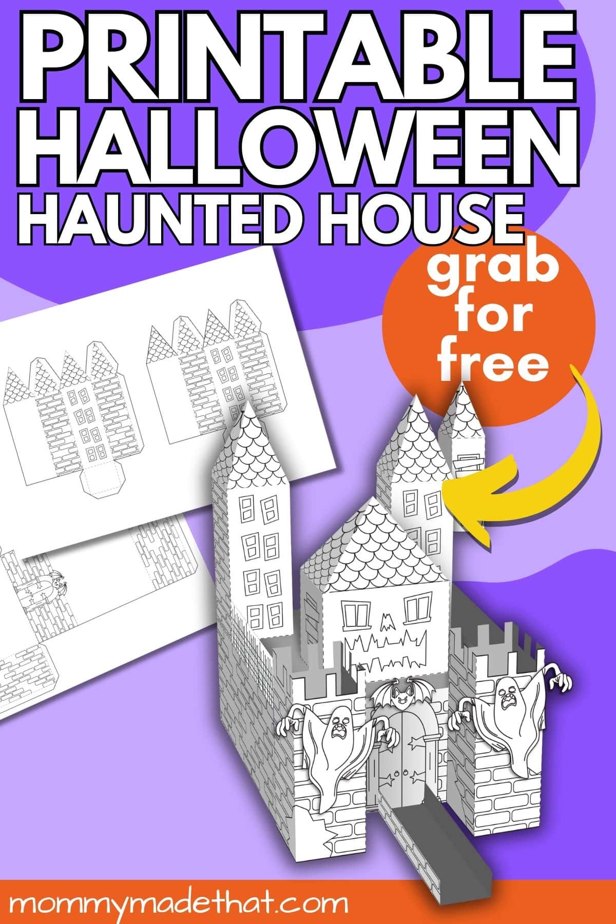printable 3d haunted house for halloween
