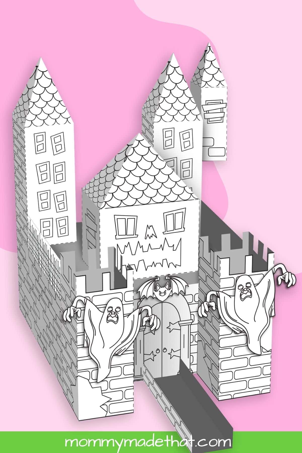 printable haunted house coloring page