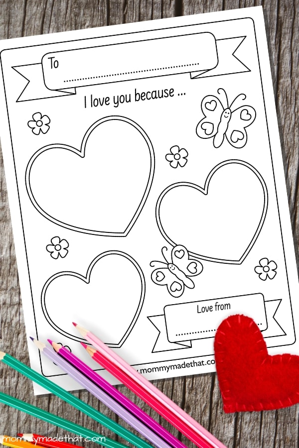 I love you because printable valentines