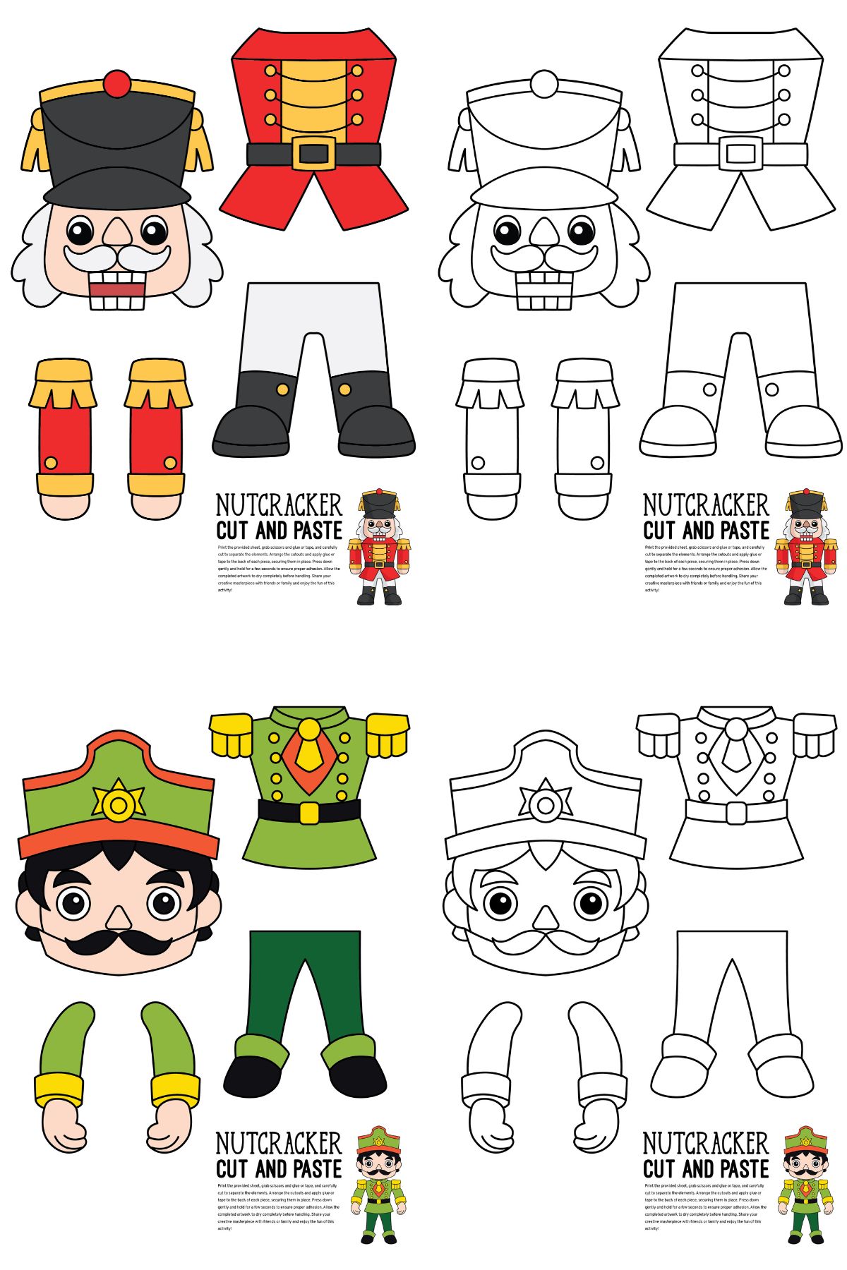 Printable Nut Cracker Cut Paste Craft Printable Nut Cracker Cut Paste Craft