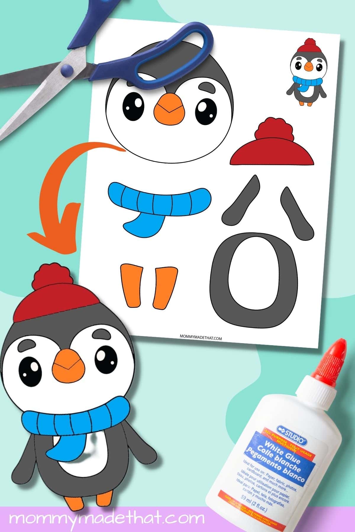 cut and paste penguin craft template