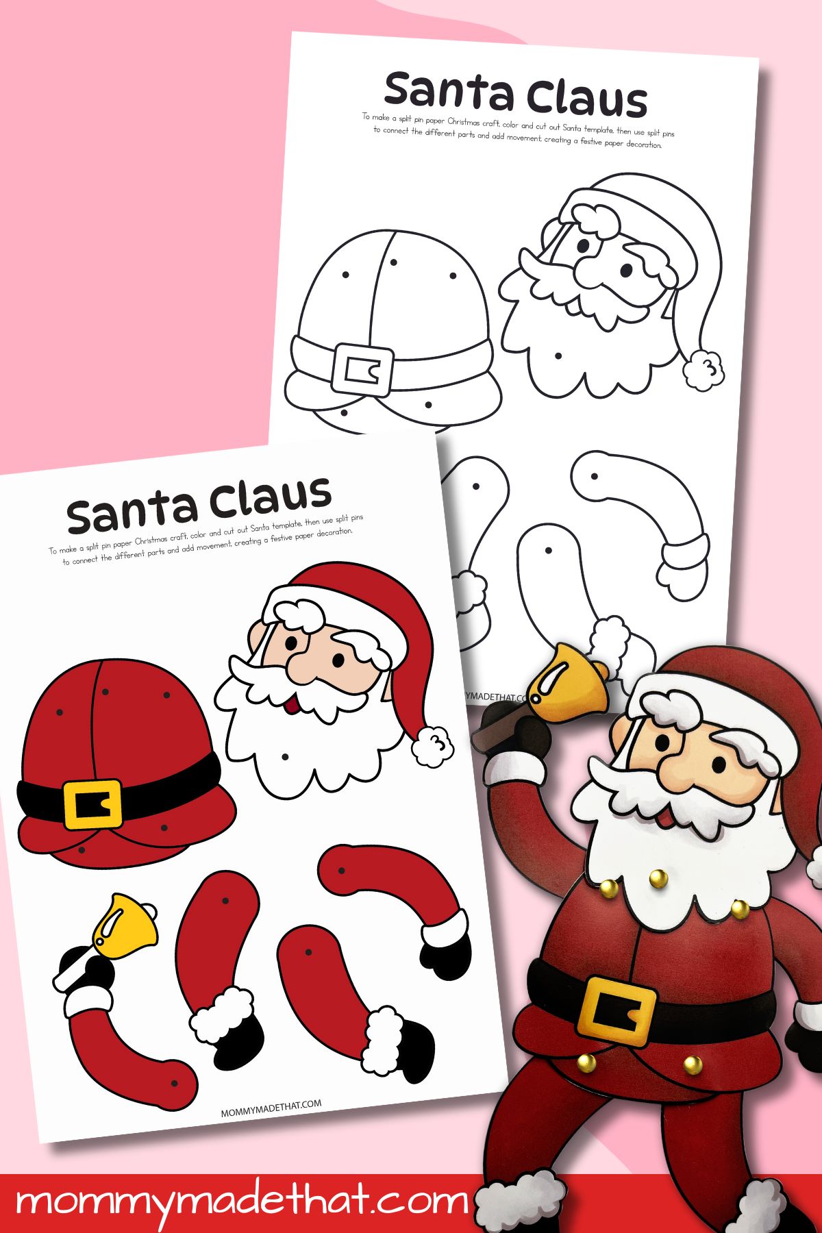 Printable split pin Santa craft.