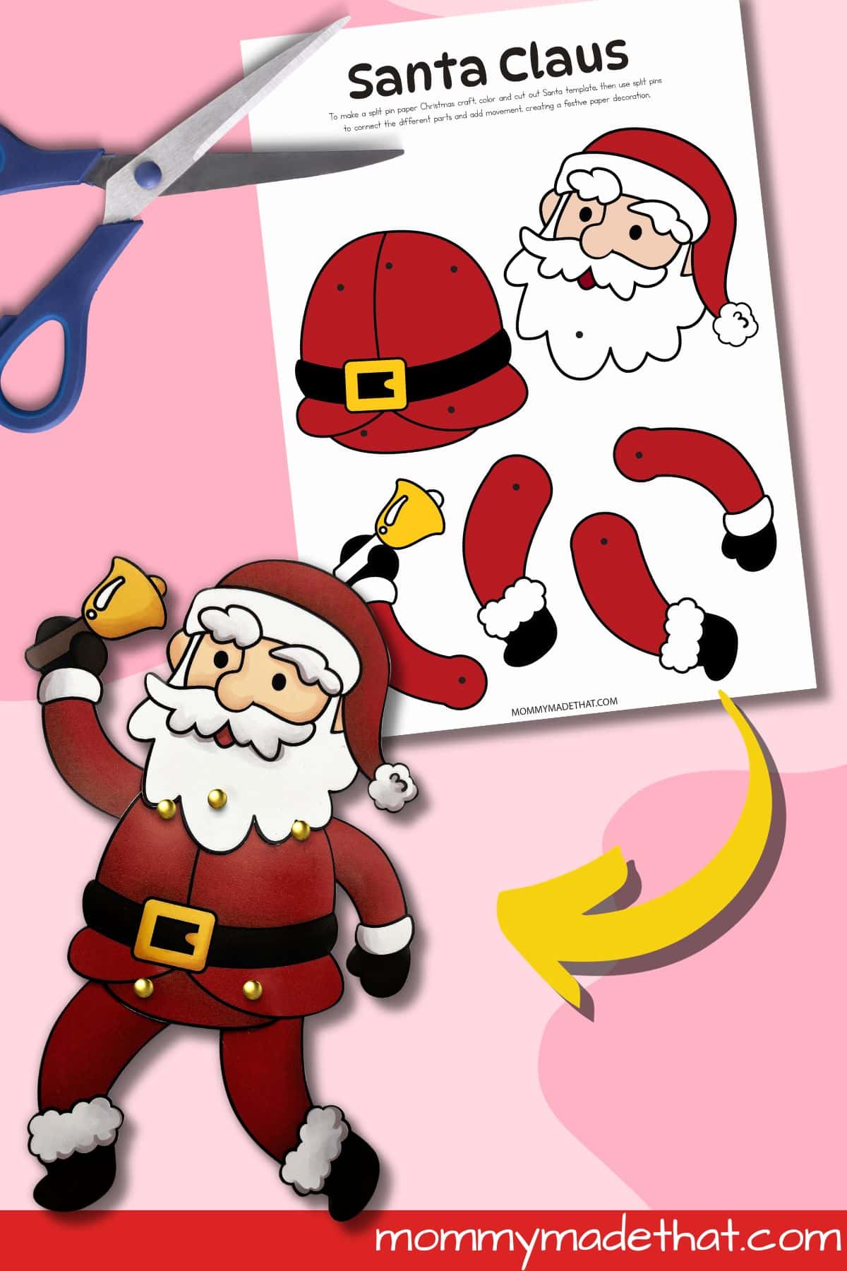 Printable split pin Santa craft.