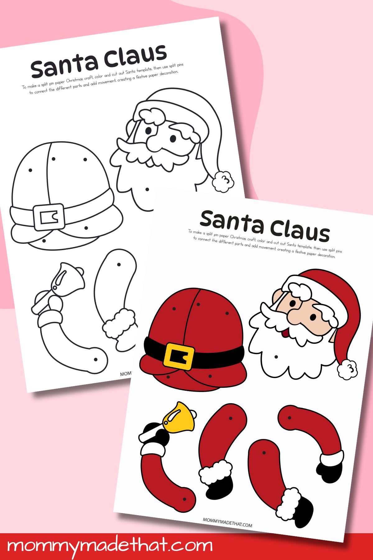 Printable split pin Santa craft.