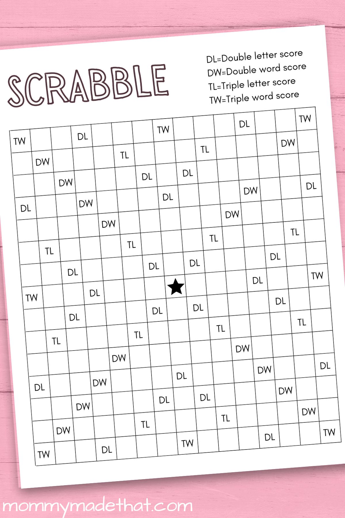 printable scrabble board