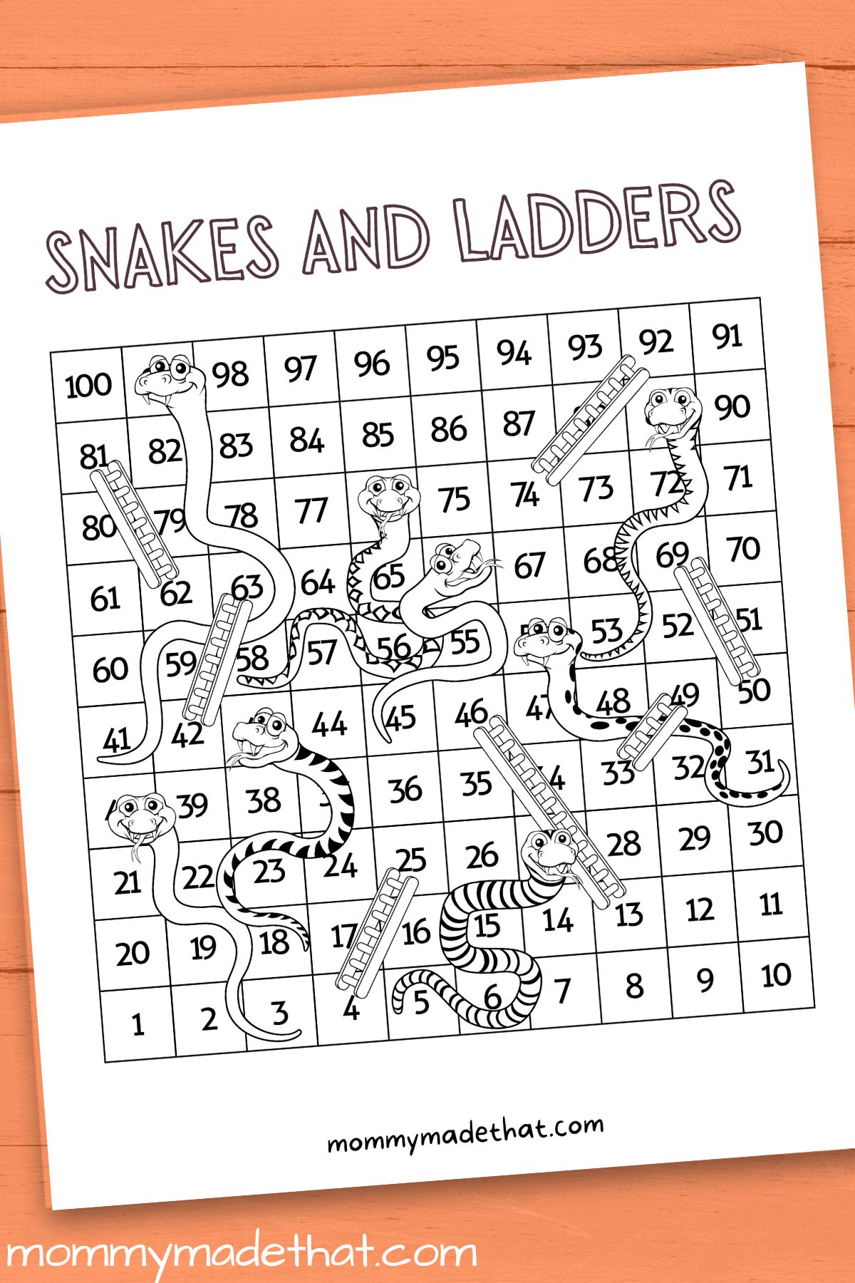 Snakes & Ladders Printable Board Game (Editable Google Slides) Distanc – Roombop