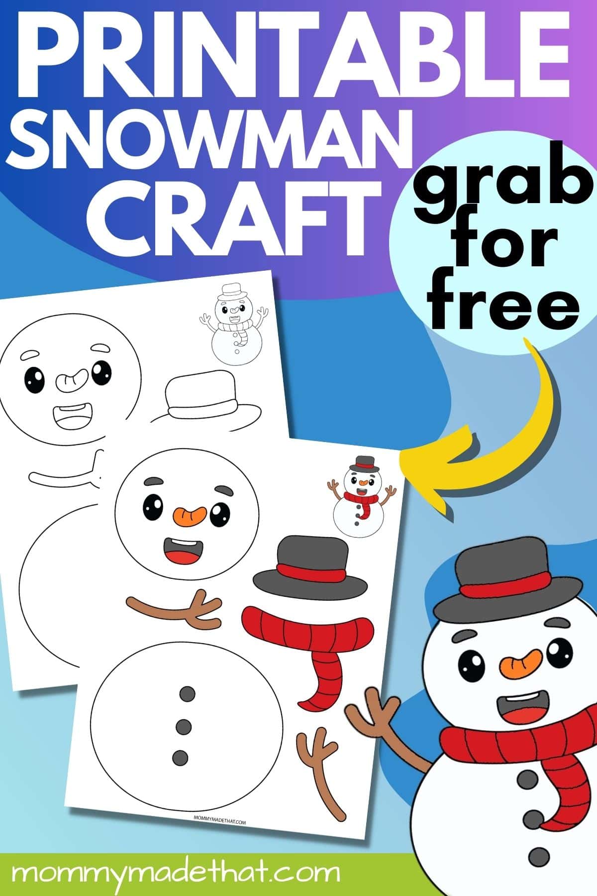 Build A Snowman Craft (With Free Printable Template) - Fox Farm Home