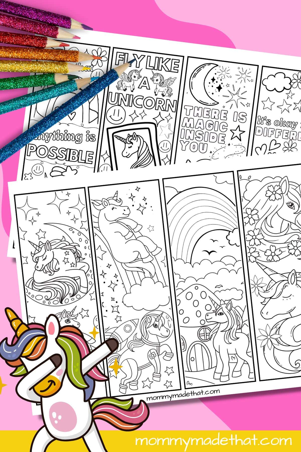 Printable Unicorn Bookmarks (Free Coloring Bookmarks!)