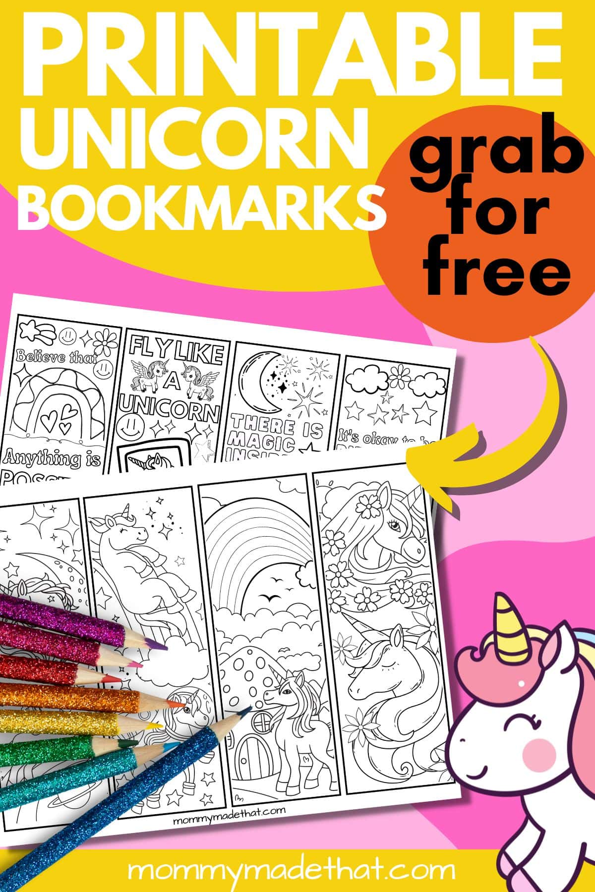 free printable unicorn bookmarks