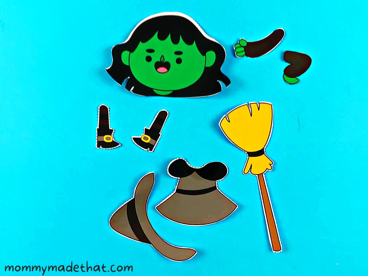 witch template printable pieces cut out