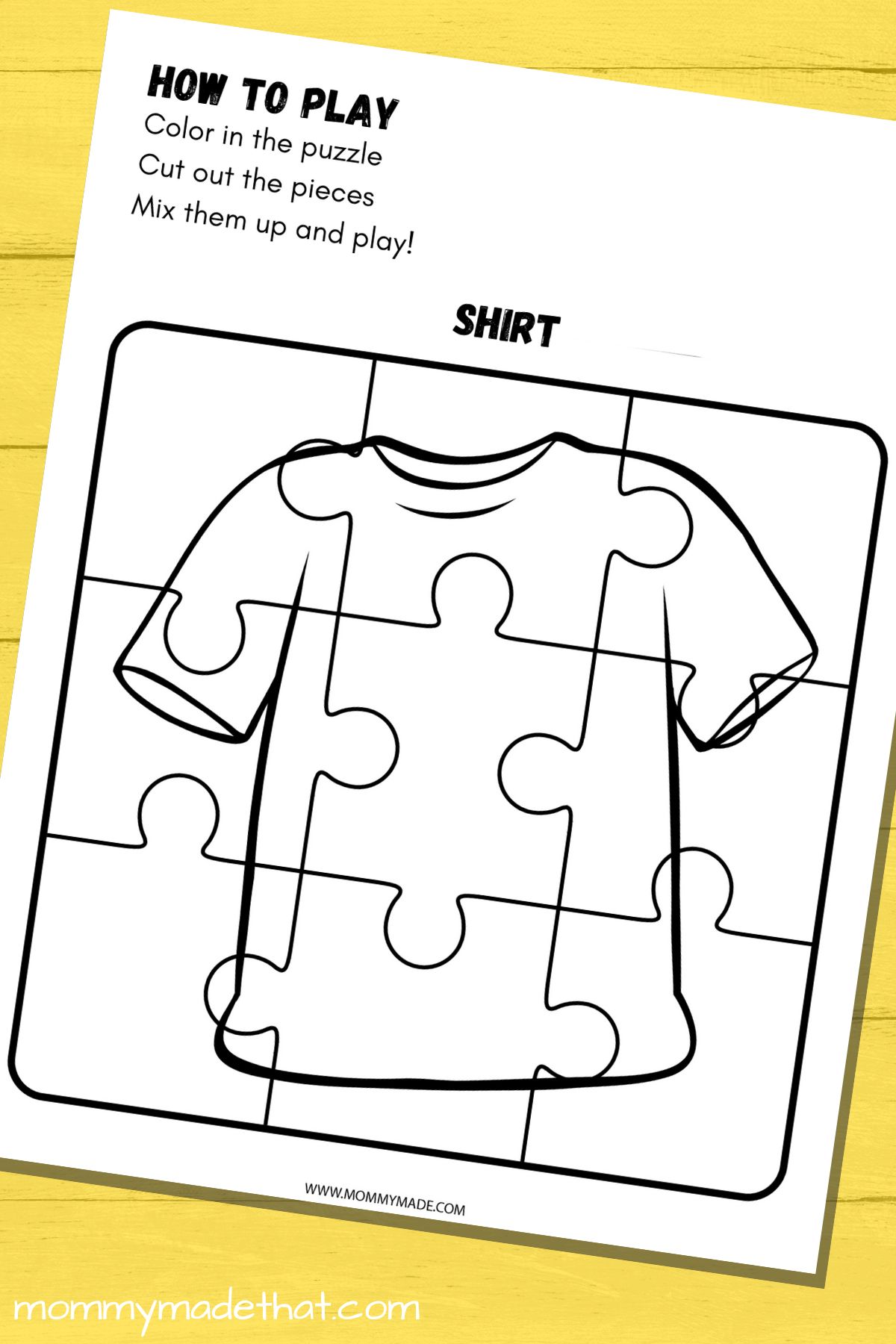 shirt puzzle coloring page