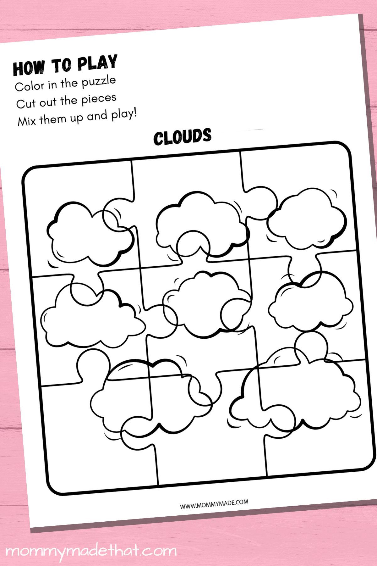 cloud puzzles to color