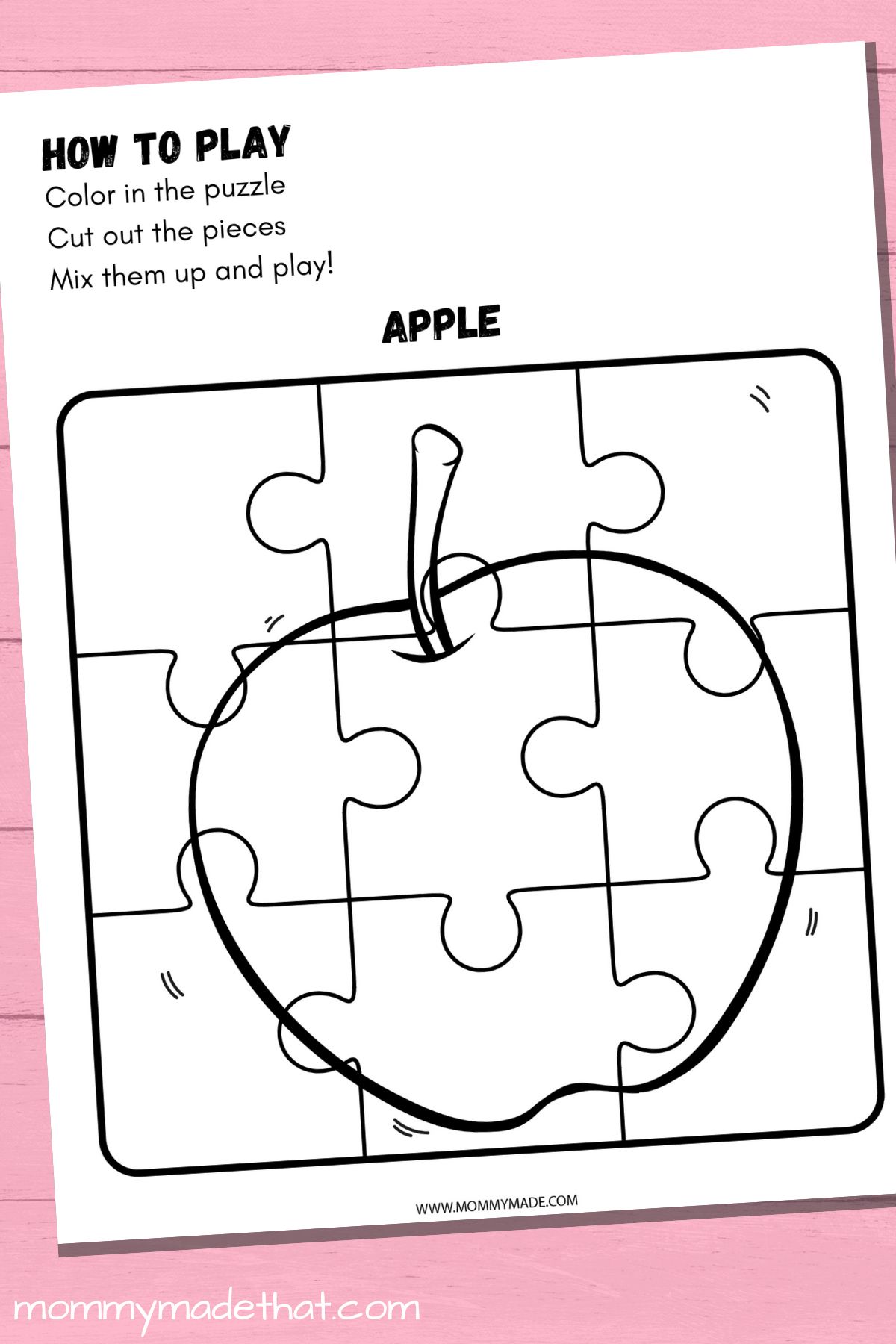 apple puzzles to color