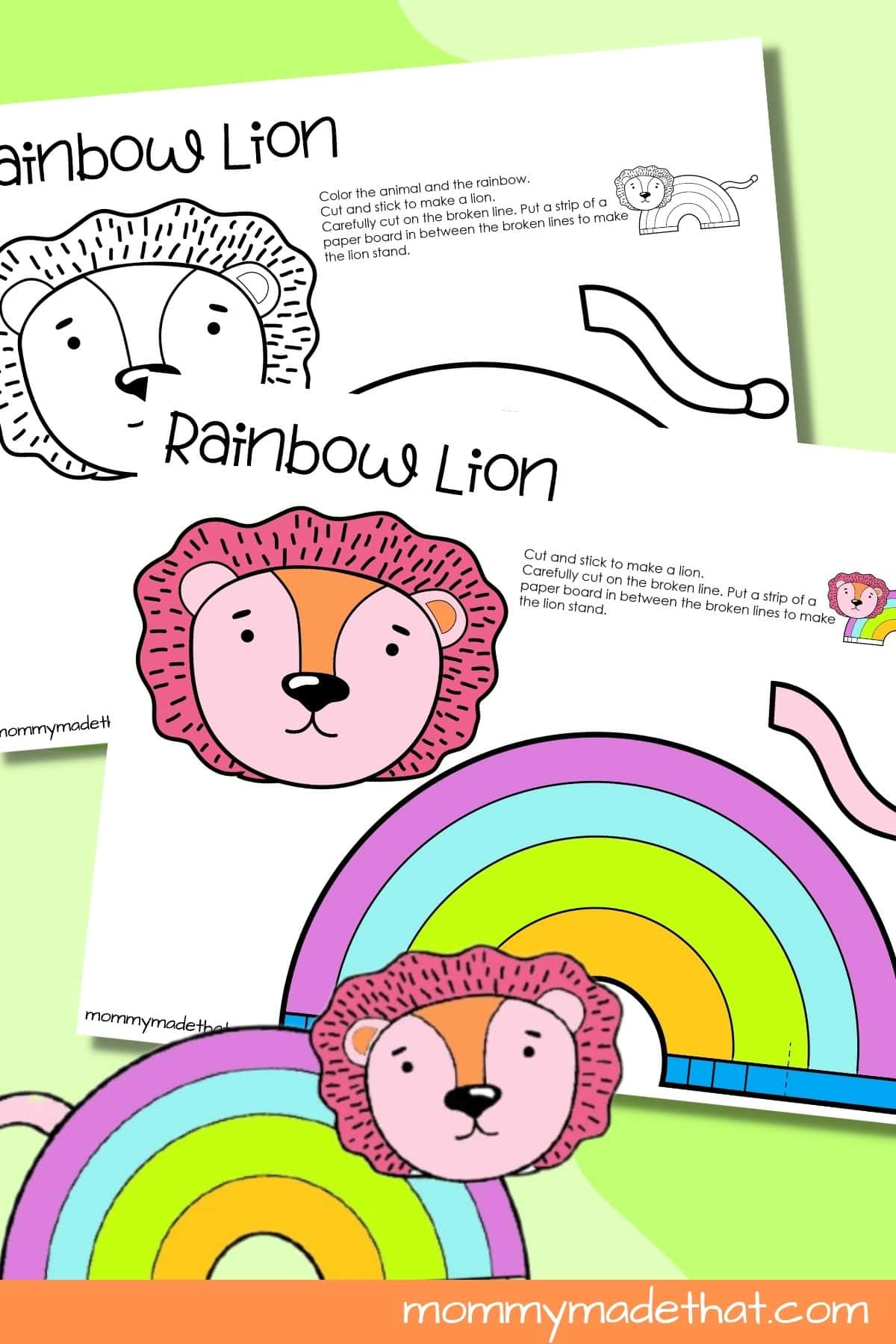 Rainbow Lion Craft (Free Printable Craft)