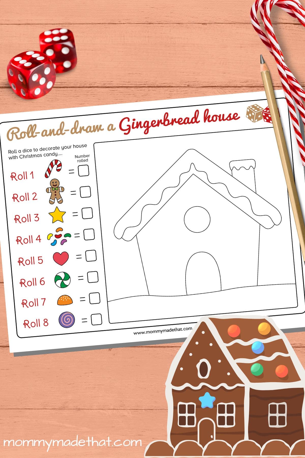 Roll a Gingerbread House Game (Cute Free Printable!)