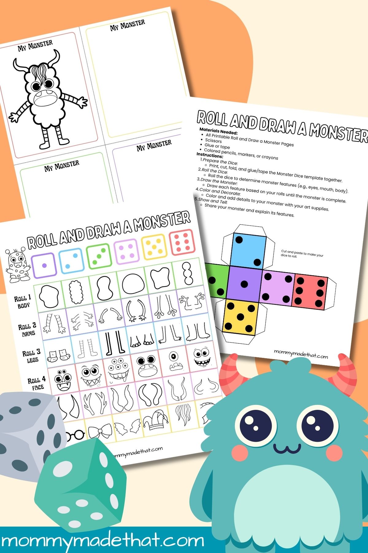 Roll and draw a monster game.