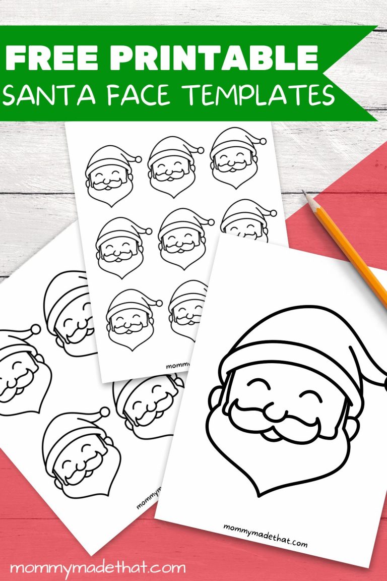 Cute Santa Face Templates Free - Santa Face Templates 768x1152 