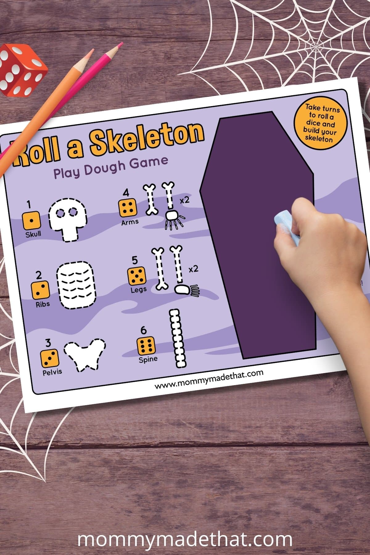 Printable Halloween Skeleton Play Dough Game