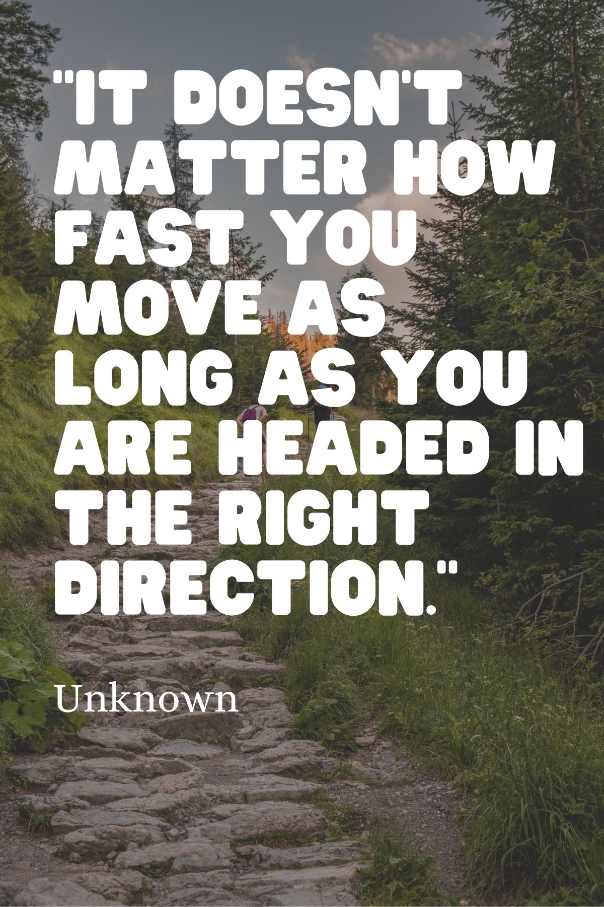 "It doesn't matter how fast you move as long as you are headed in the right direction." - Unknown slow living quote