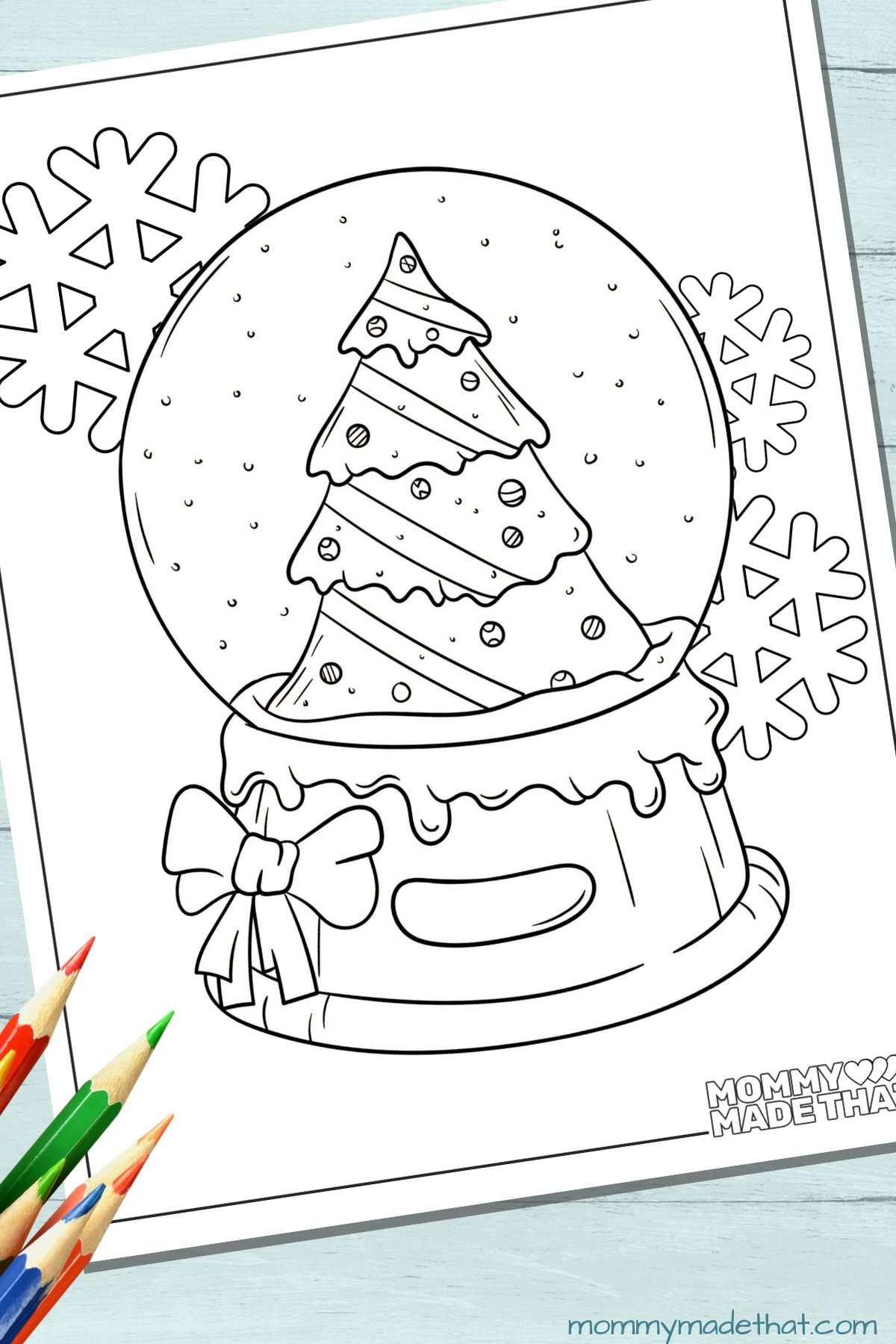 Christmas tree snow globe coloring page