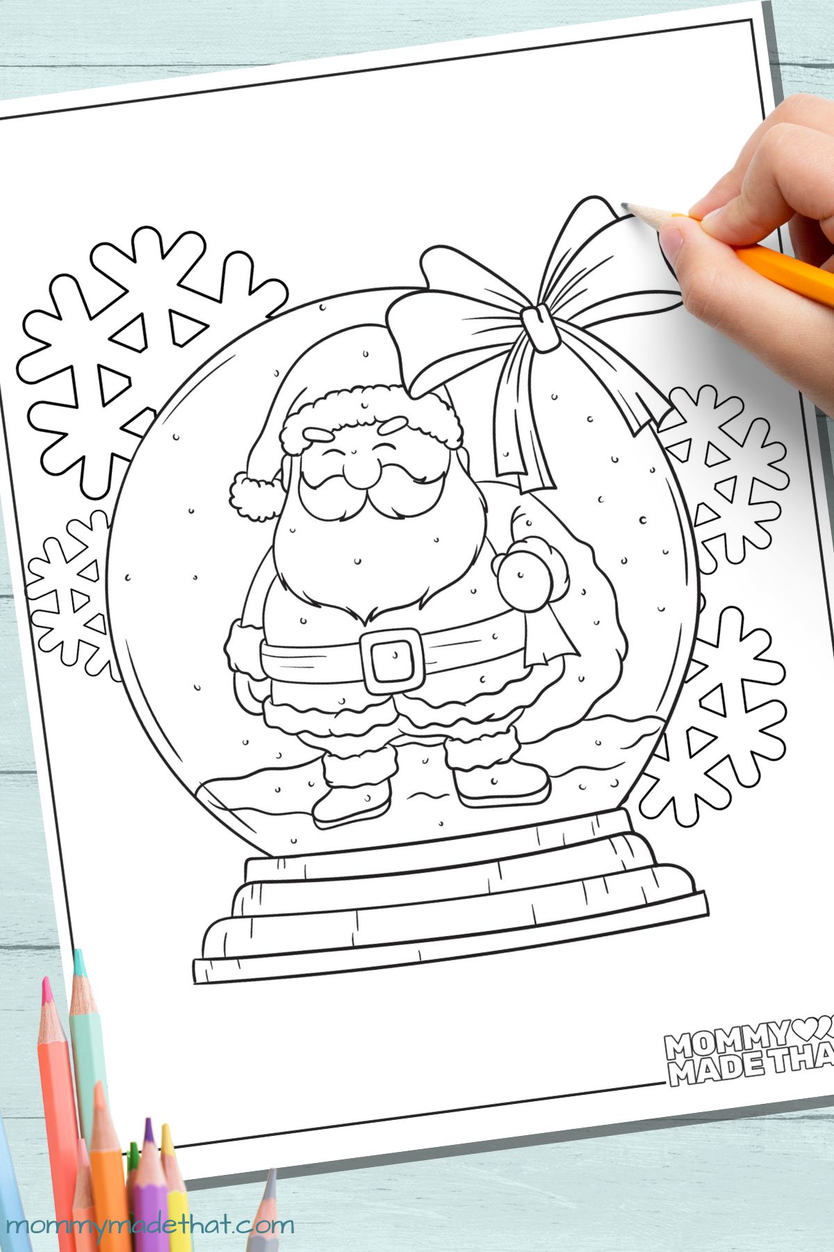 Santa snow globe coloring page