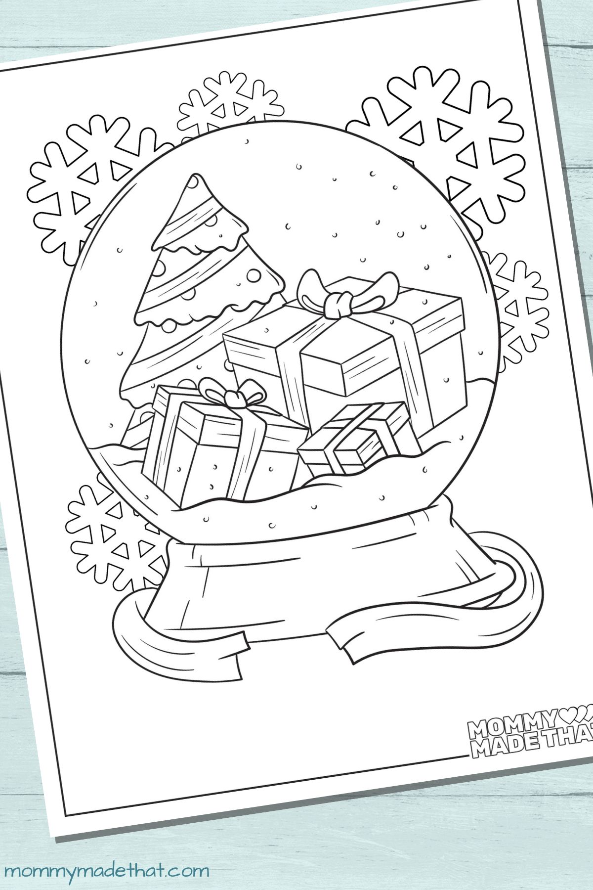 present snow globe coloring sheet