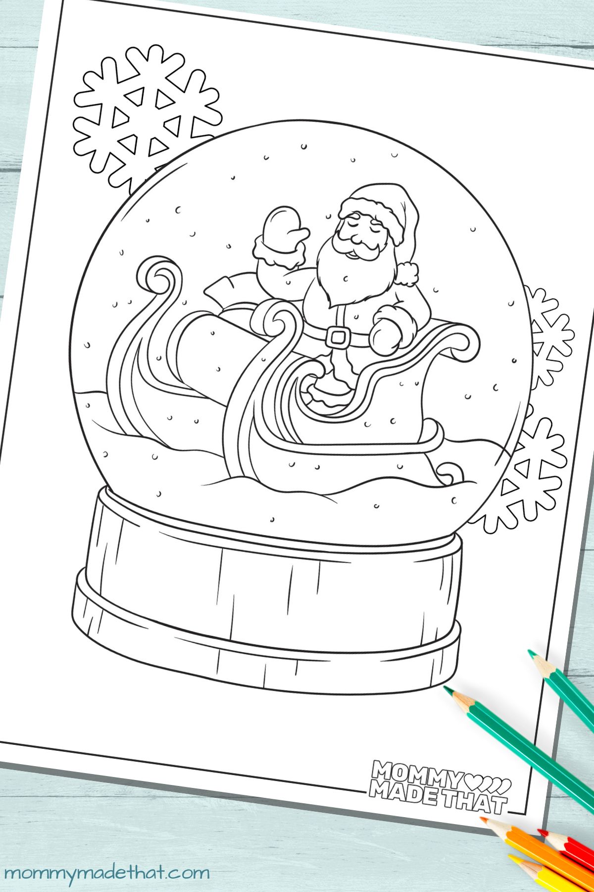 santa snow globe coloring sheet