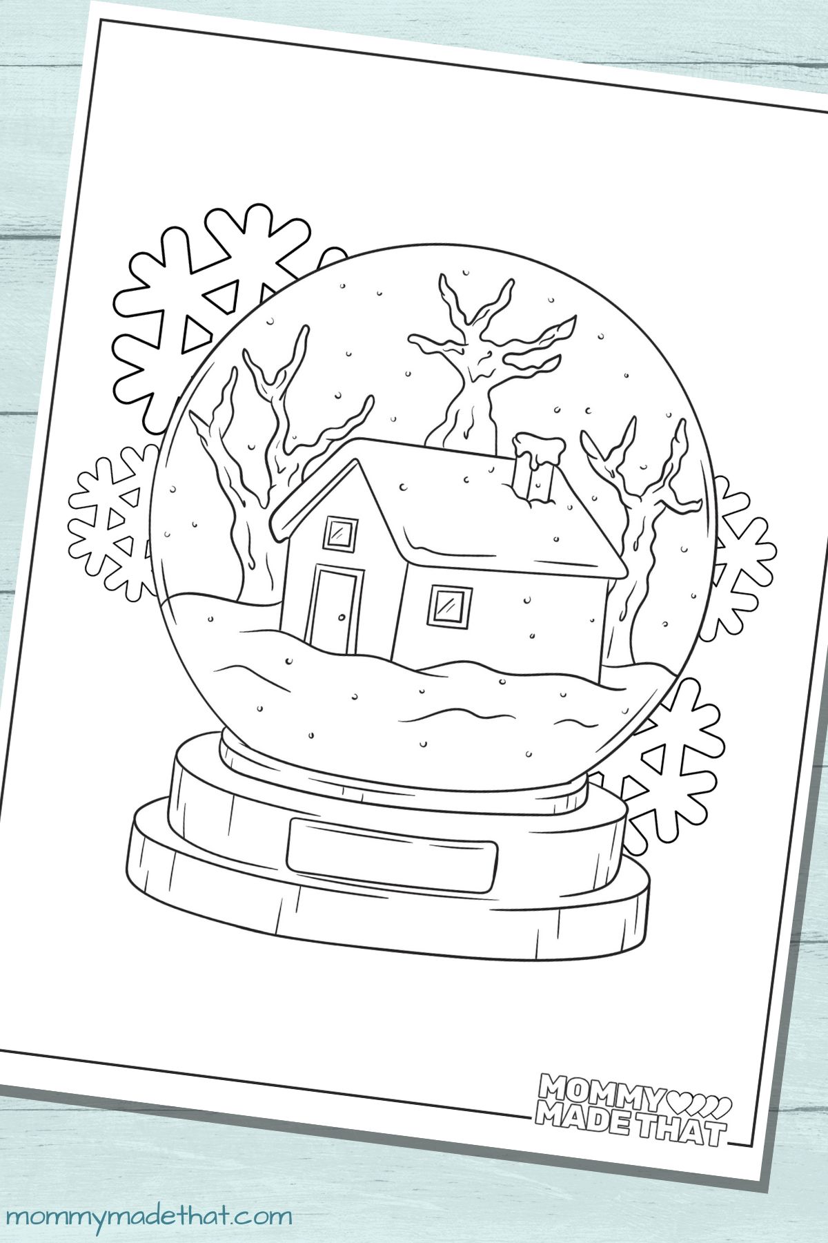 winter snow globe coloring page