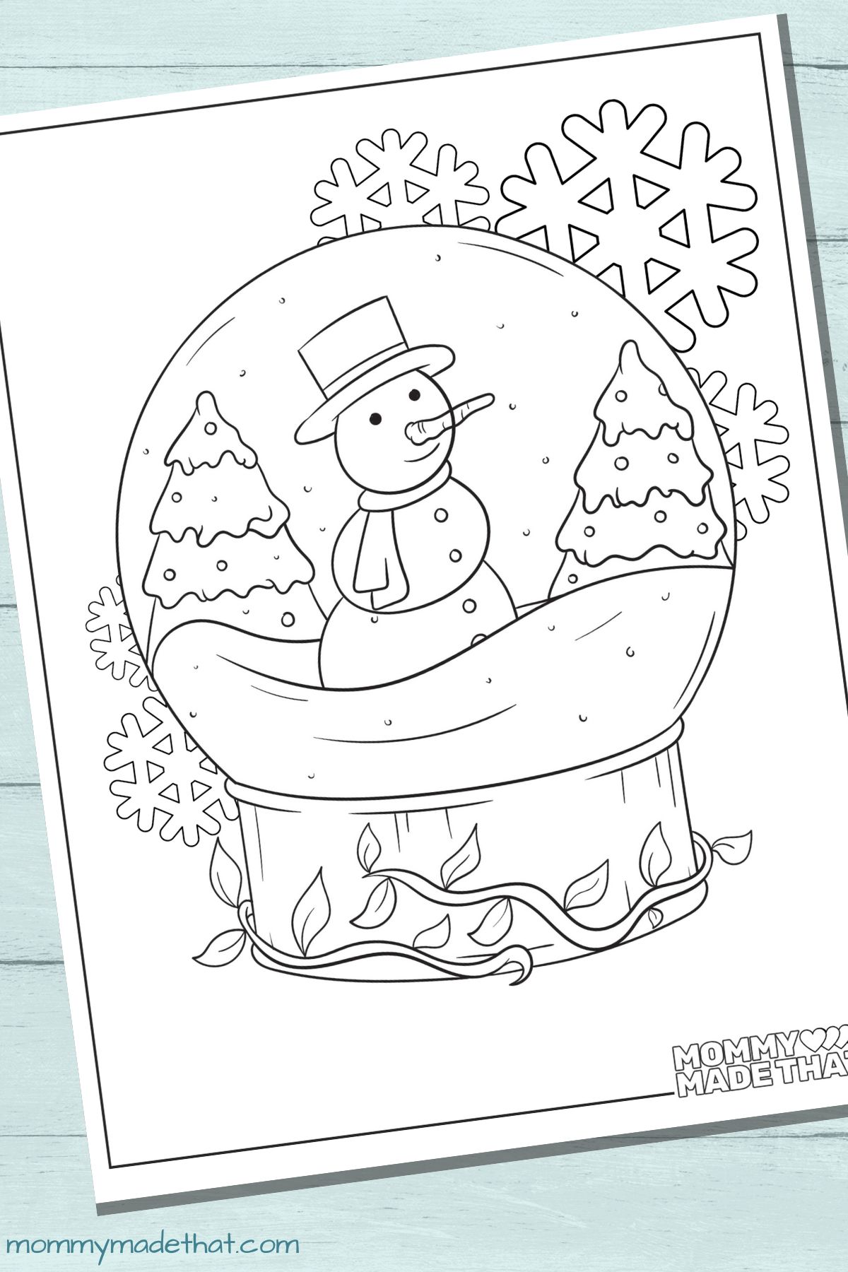 snowman snow globe coloring page