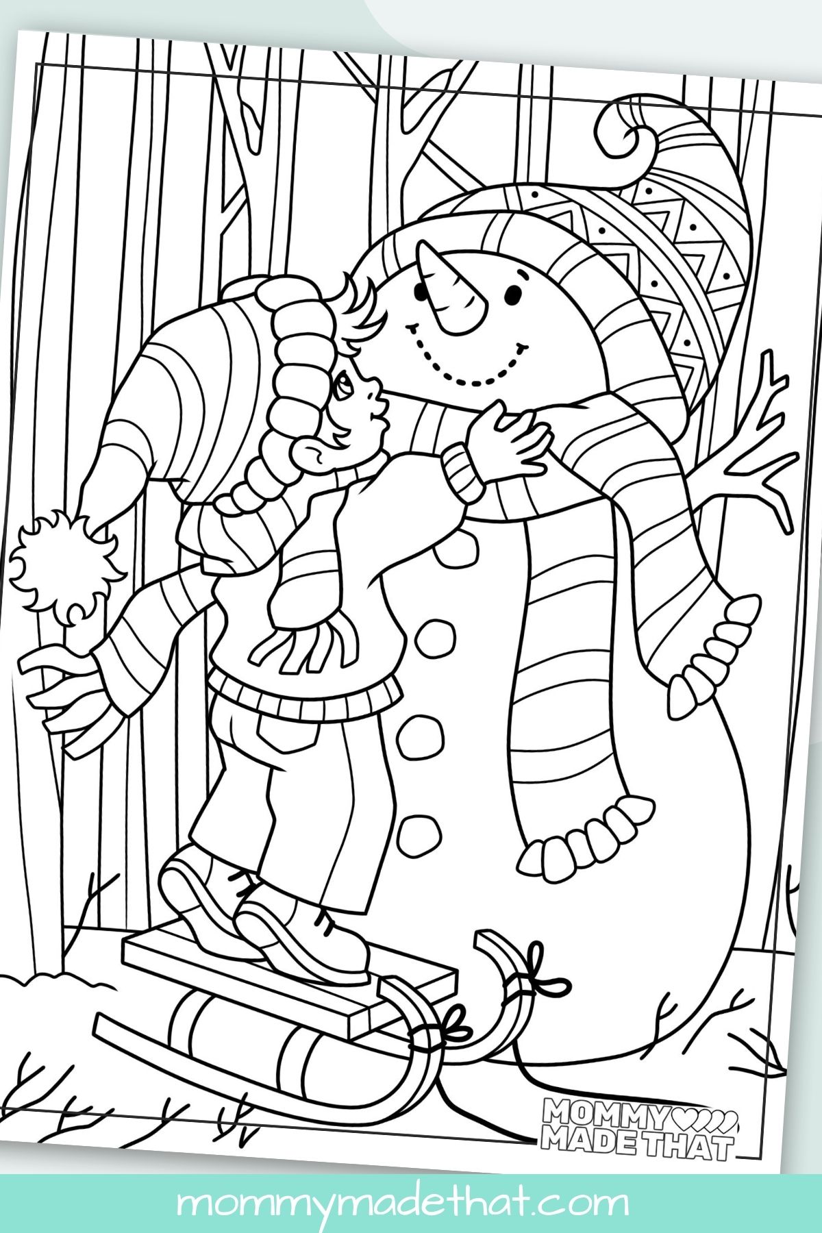 building a snowman coloring page