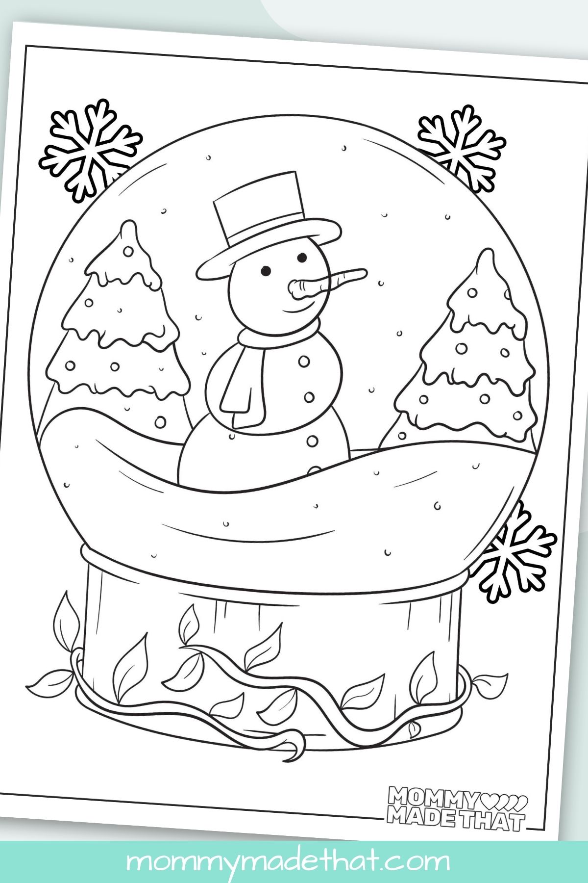 snowglobe snowman coloring page