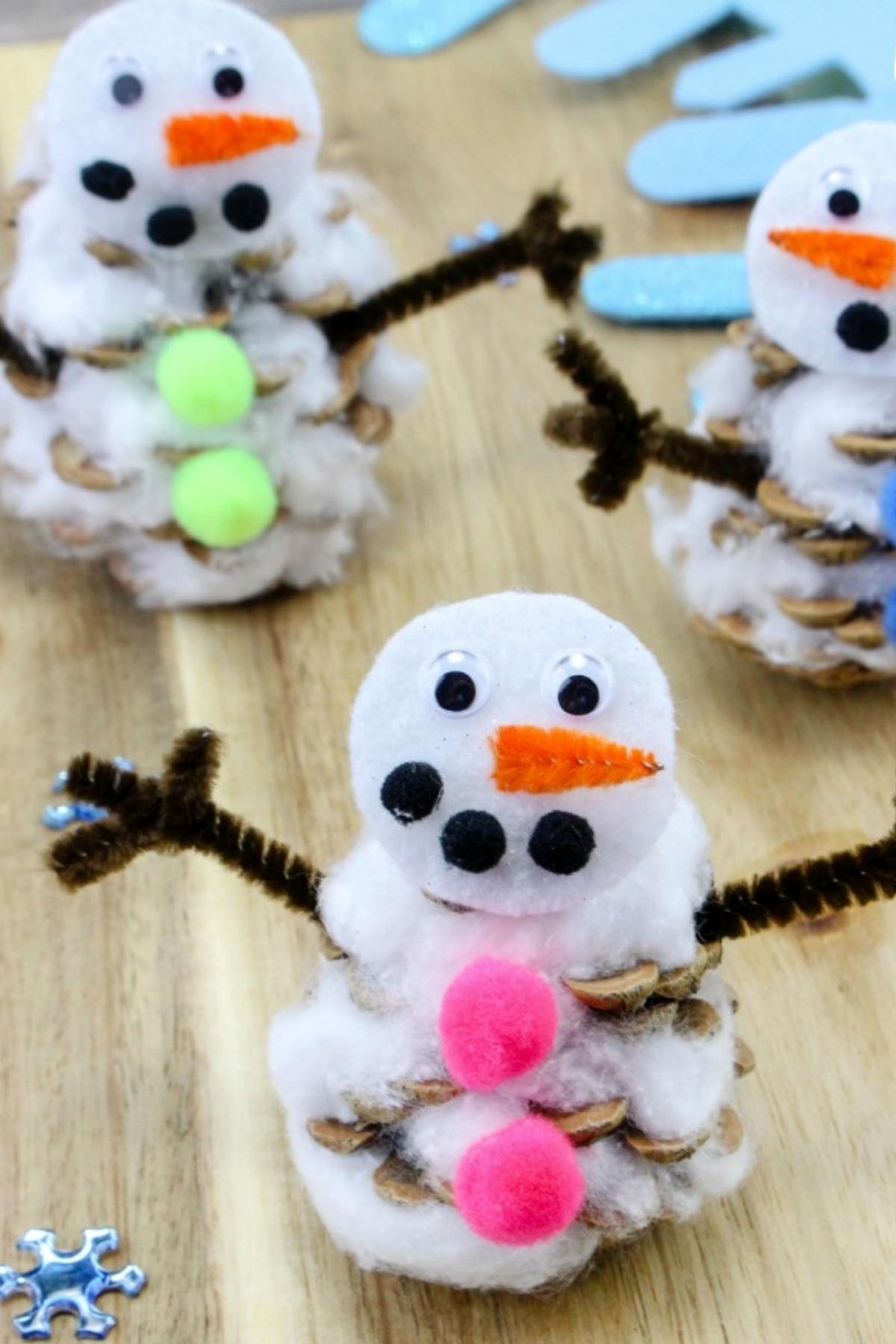snowman pinecone craft