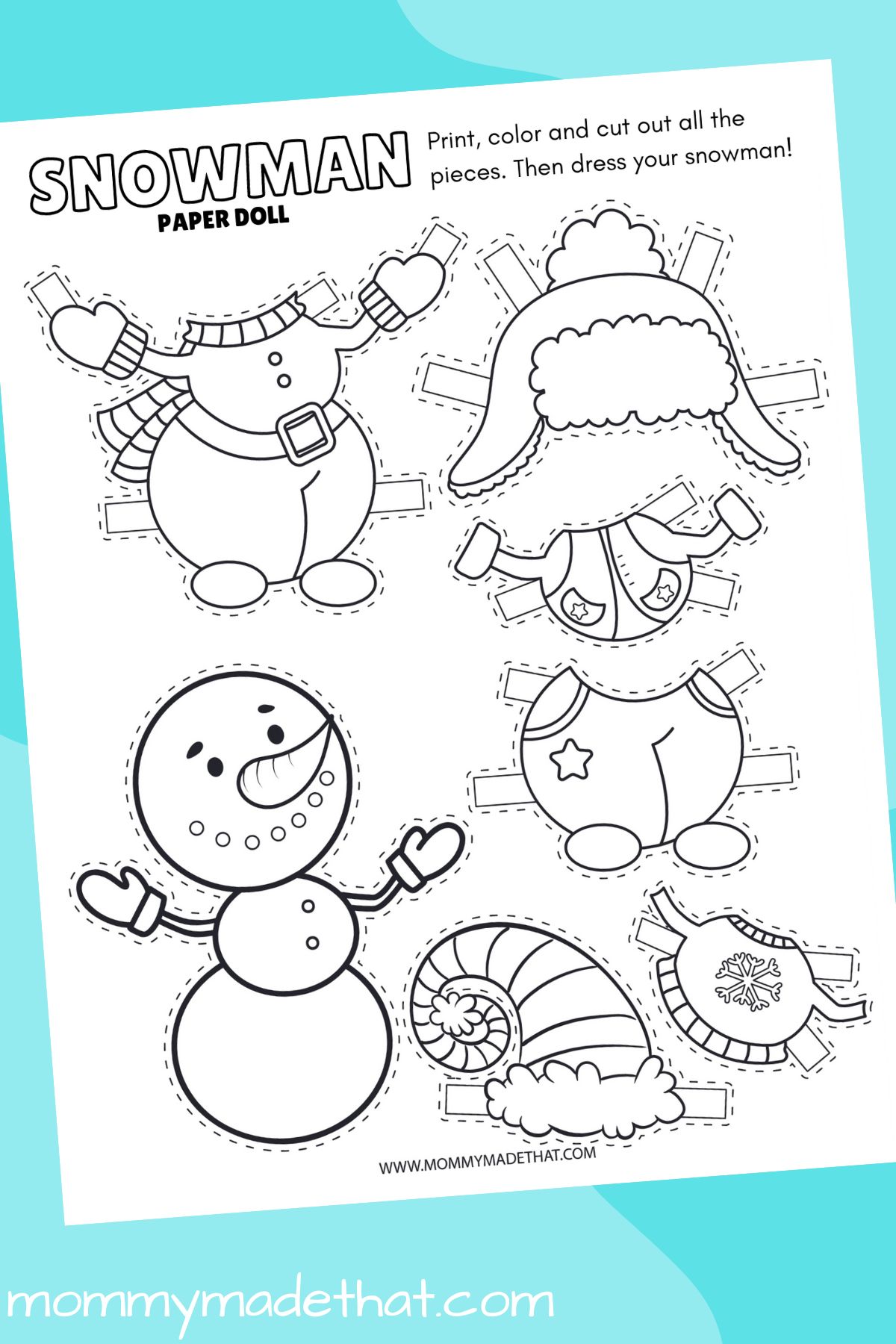 Snowman Paper Doll (Adorable Free Printable)