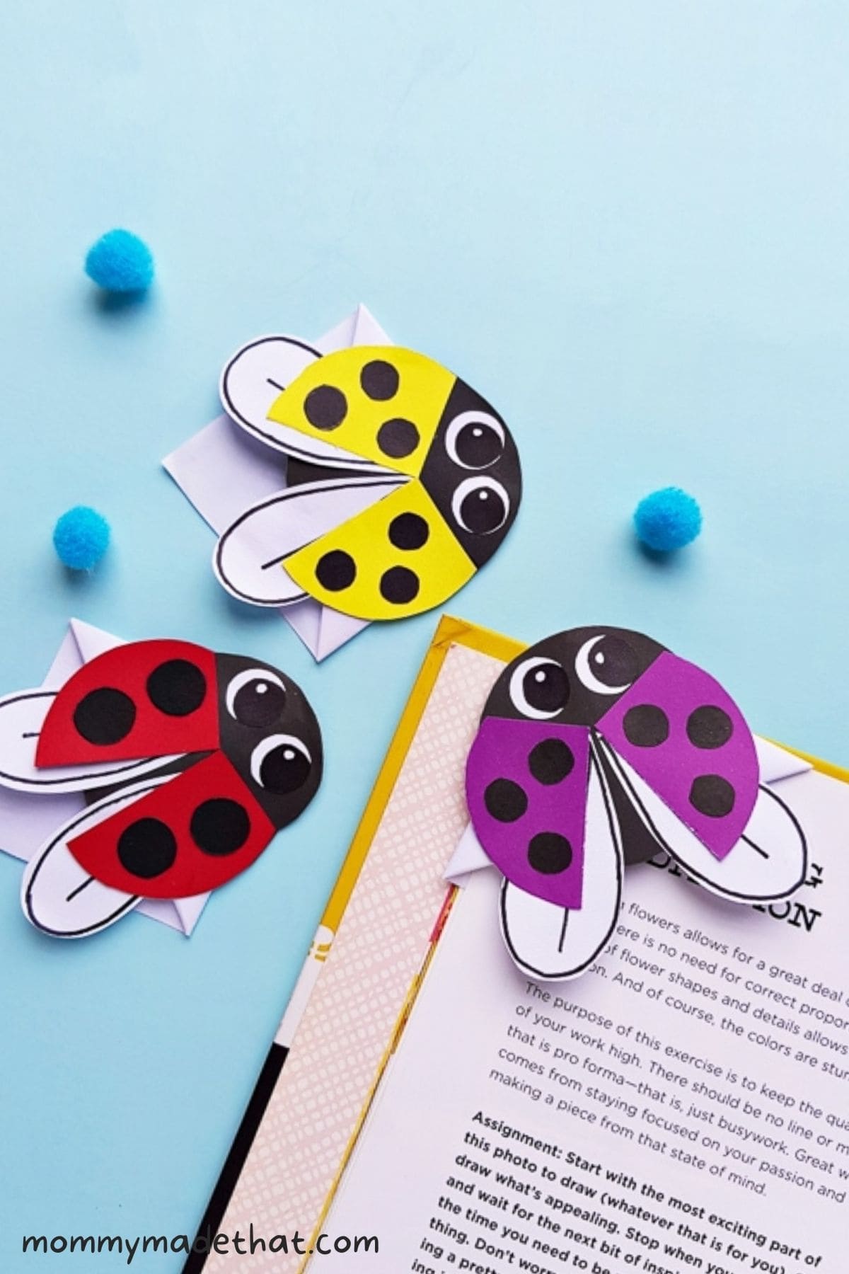 ladybug DIY spring bookmark for kids