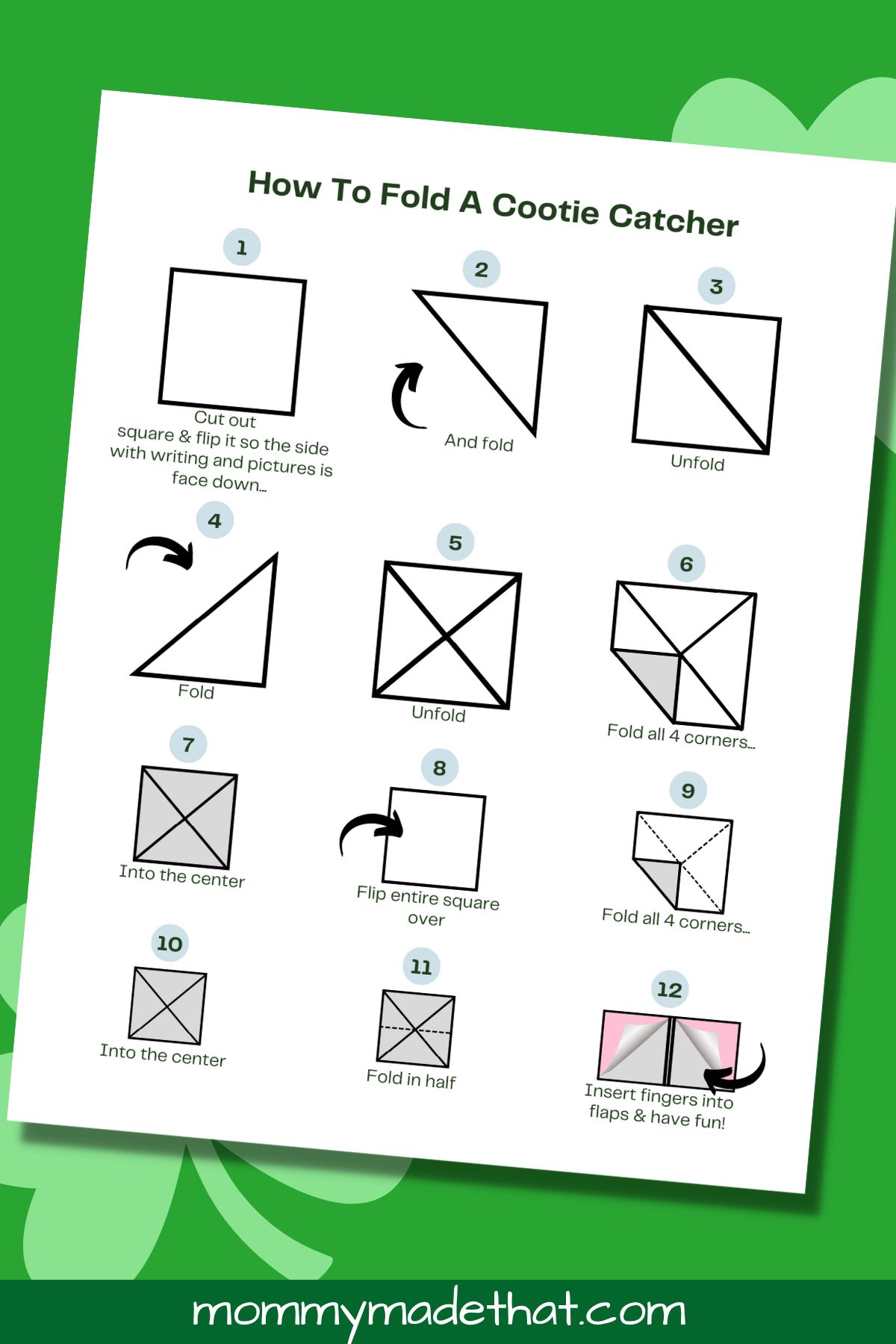 st patricks day cootie catcher instructions